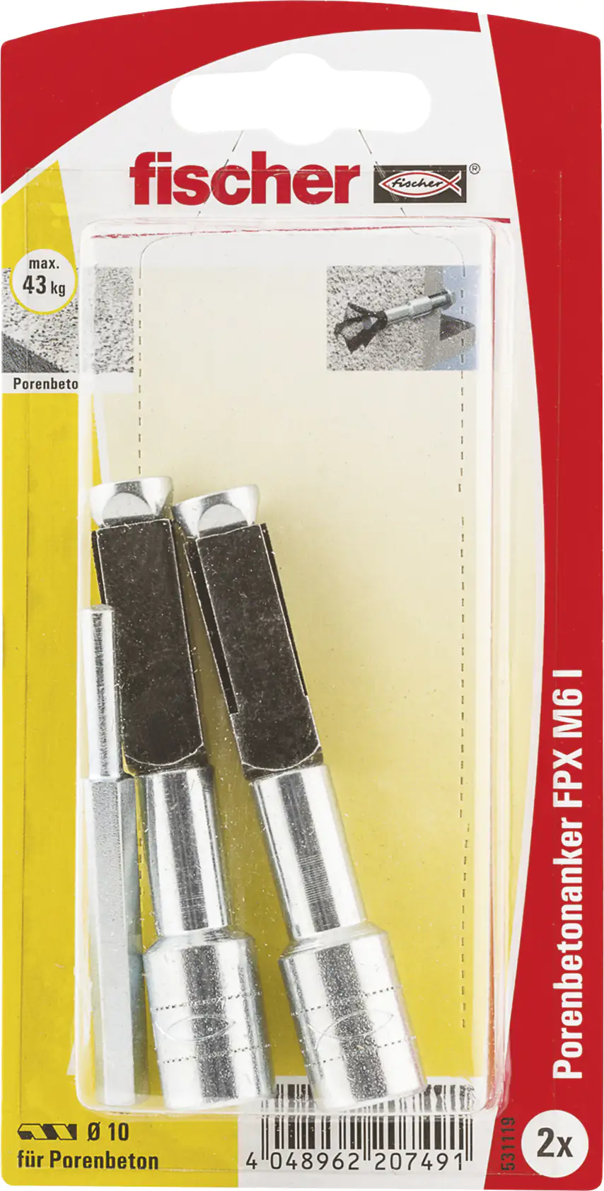 Fischer Porenbetonanker FPX 6.0 x 75 mm - 2 Stück Fischer Porenbetonanker FPX 6.0 x 75 mm - 2 Stück
