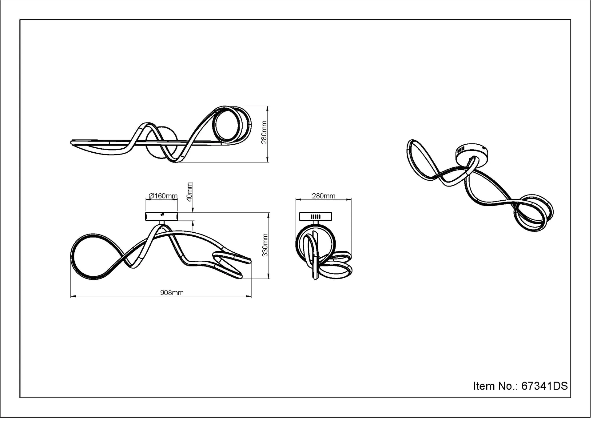 Globo LED-Deckenleuchte SWIRL schwarz