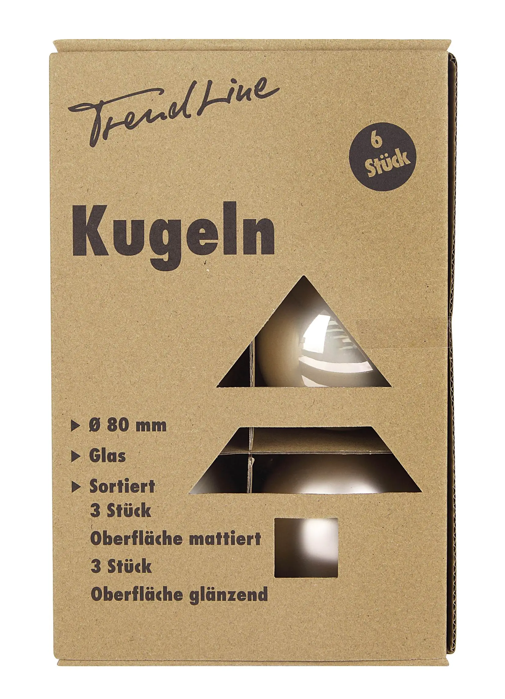 TrendLine Weihnachtskugeln aus Glas Ø 8 cm champagner 6 Stück
