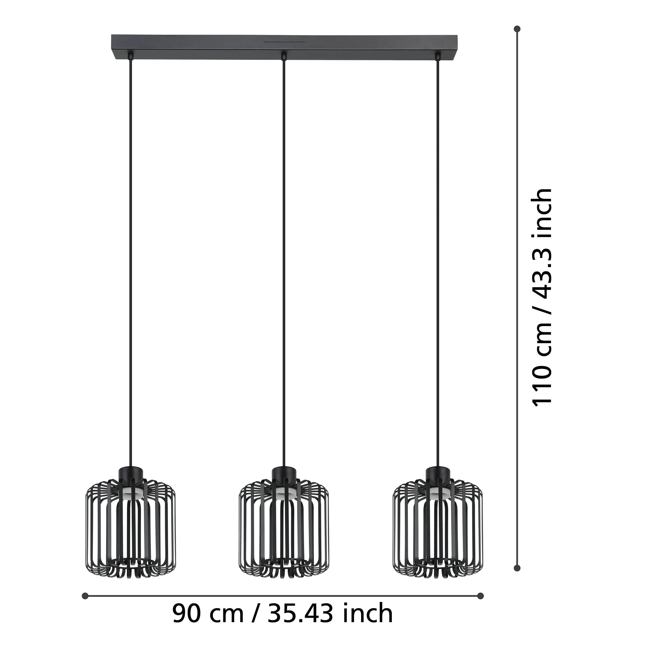 Eglo Connect LED Pendelleuchte Ginestrone-Z schwarz 90 x 20 x 110 cm