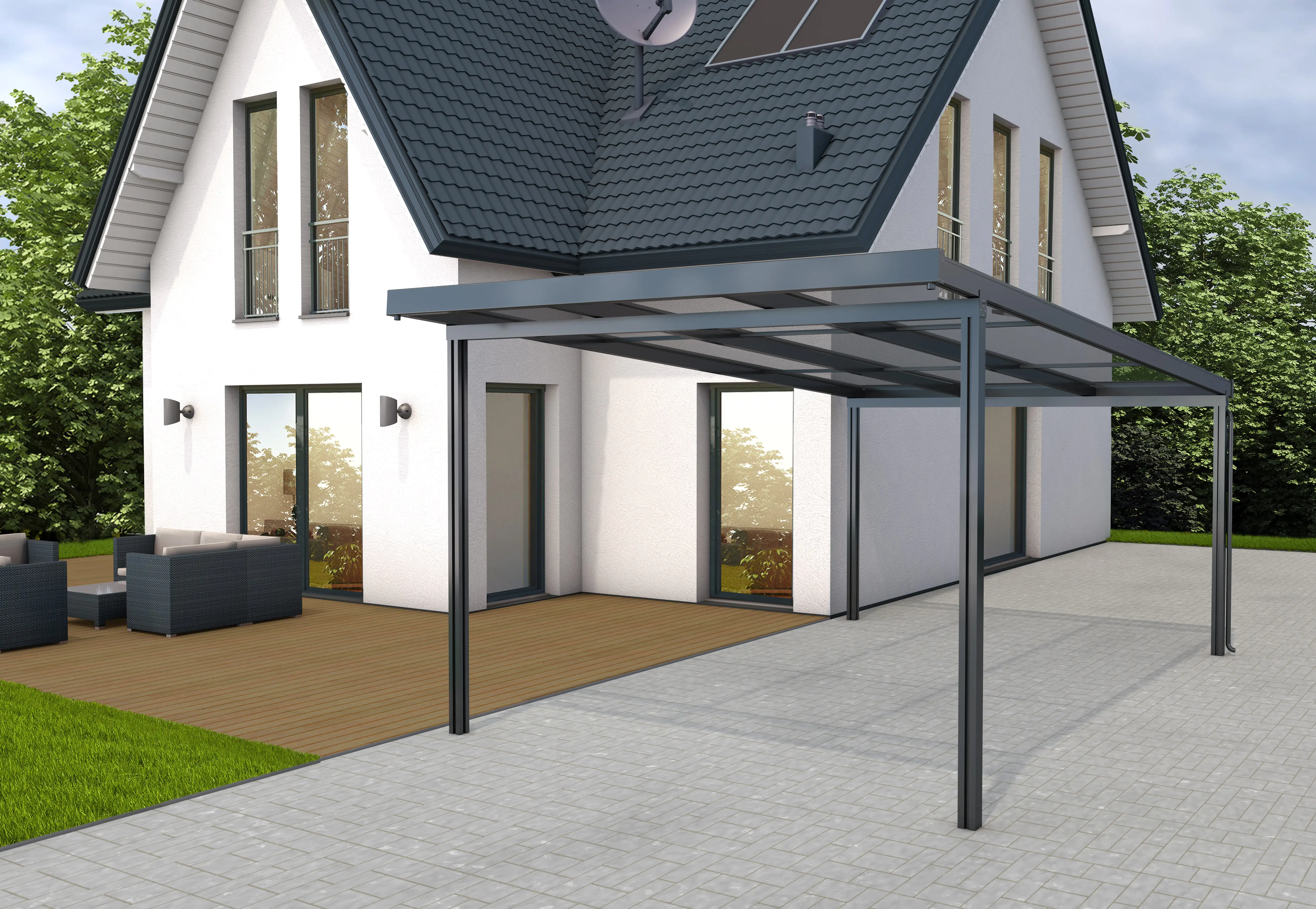 Gutta Premium Carport 309,4 x 562 cm, anthrazit, Acryl klar 16 mm