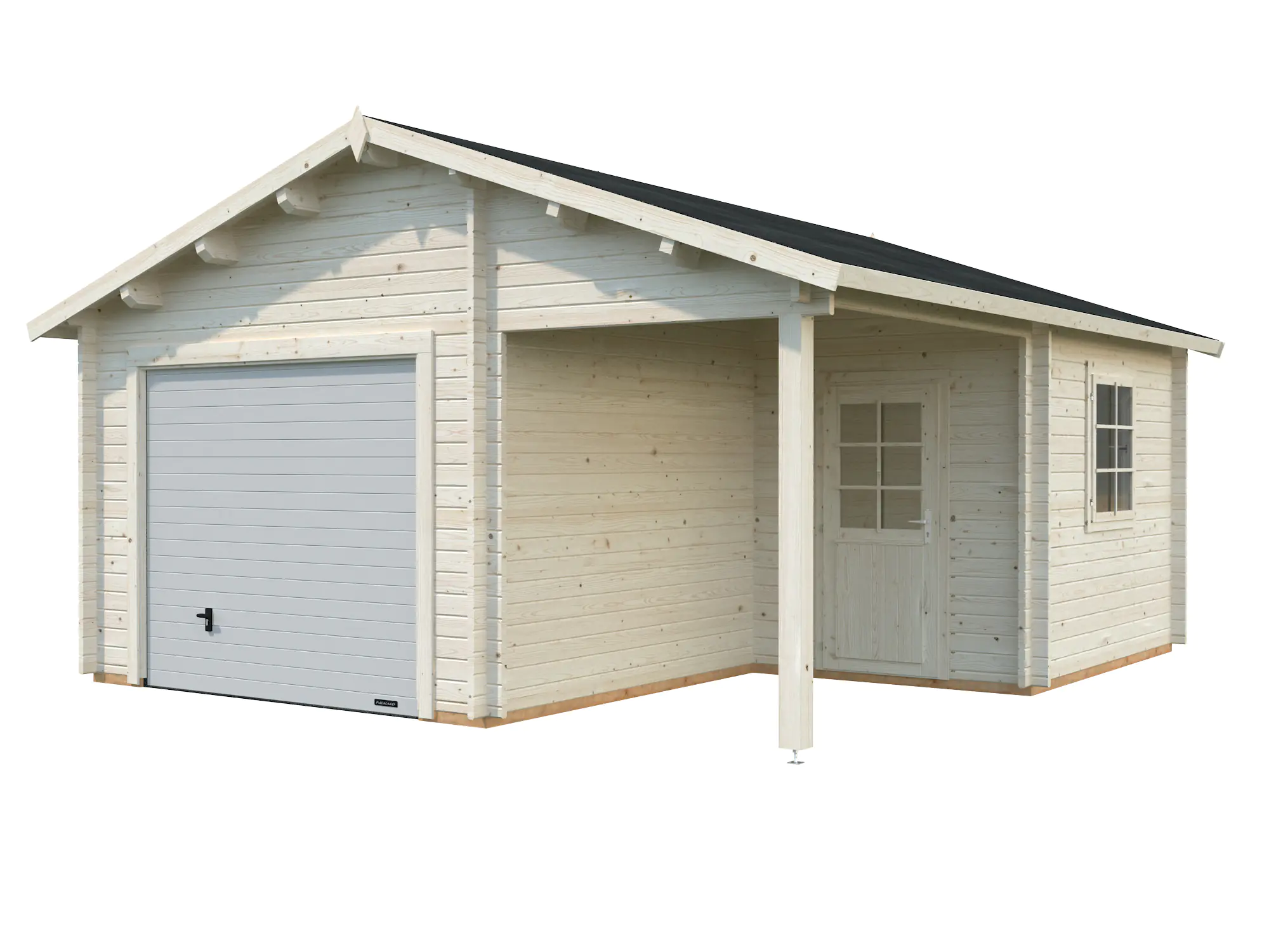 Palmako Fertiggarage Roger 510 x 550 cm mit Sektionaltor naturbelassen