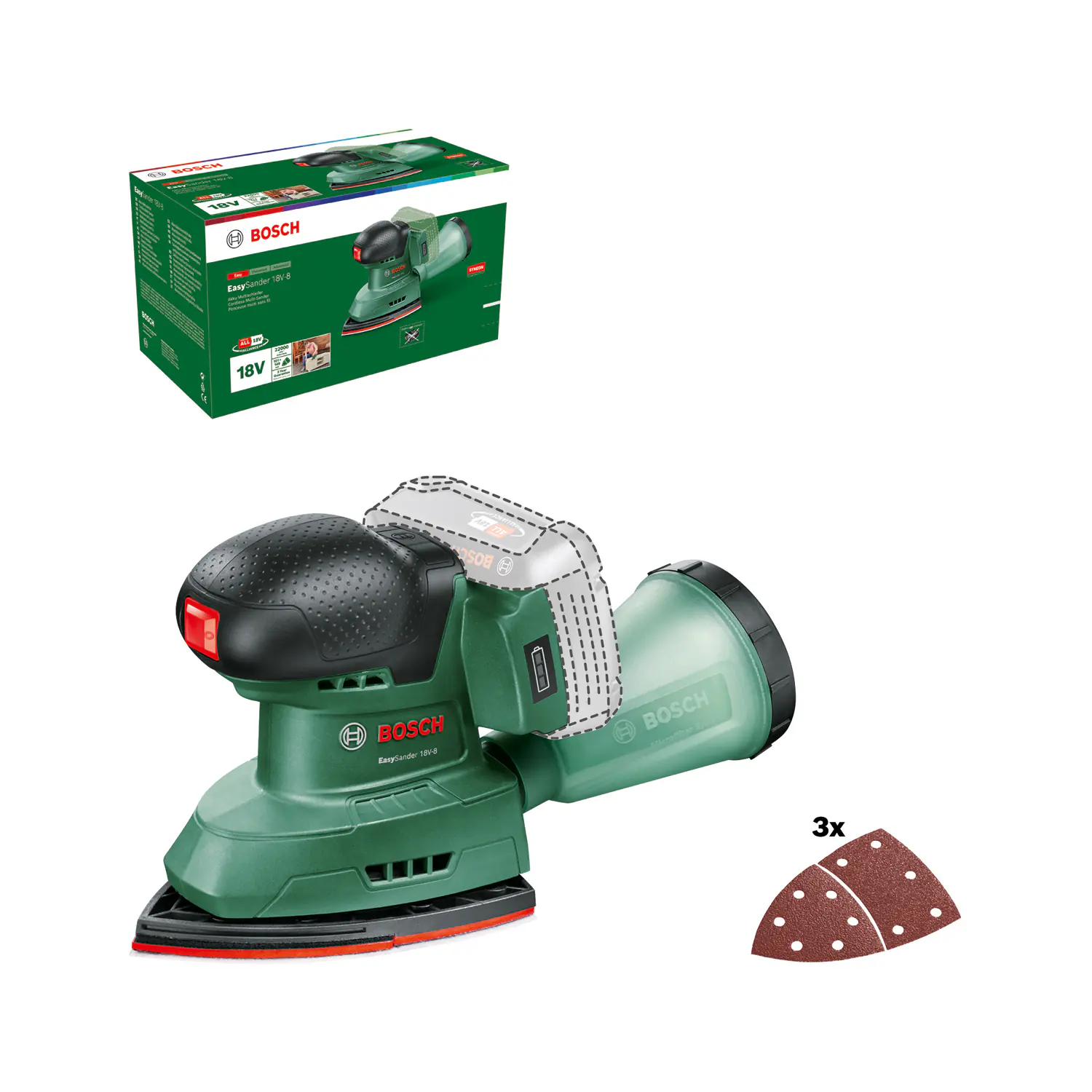 Bosch Akku-Multischleifer Easy Sander 18V-8 Solo Bosch Akku-Multischleifer Easy Sander 18V-8 Solo