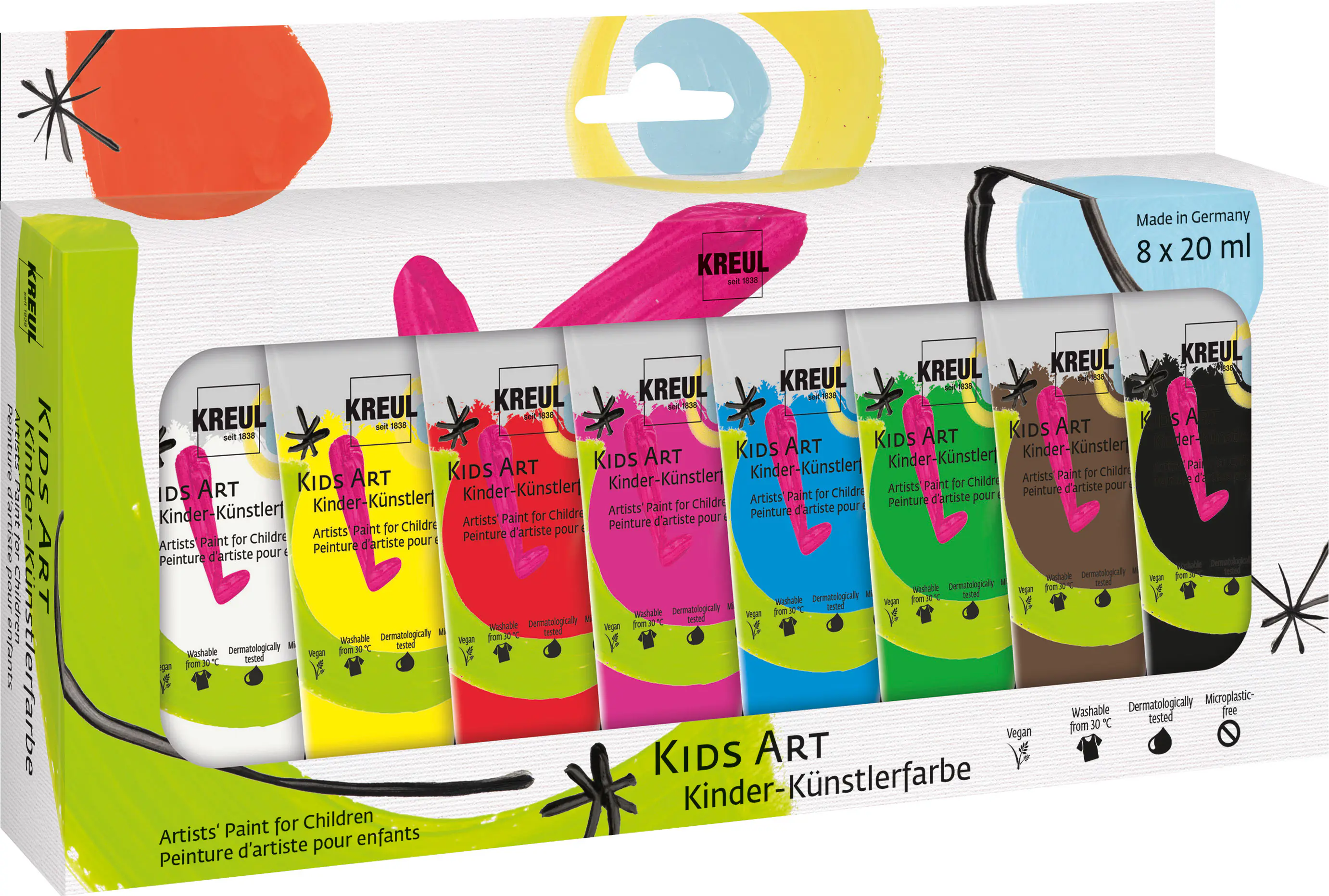 Kreul Kids Art Kinder-Künstlerfarbe Set 8 x 20 ml