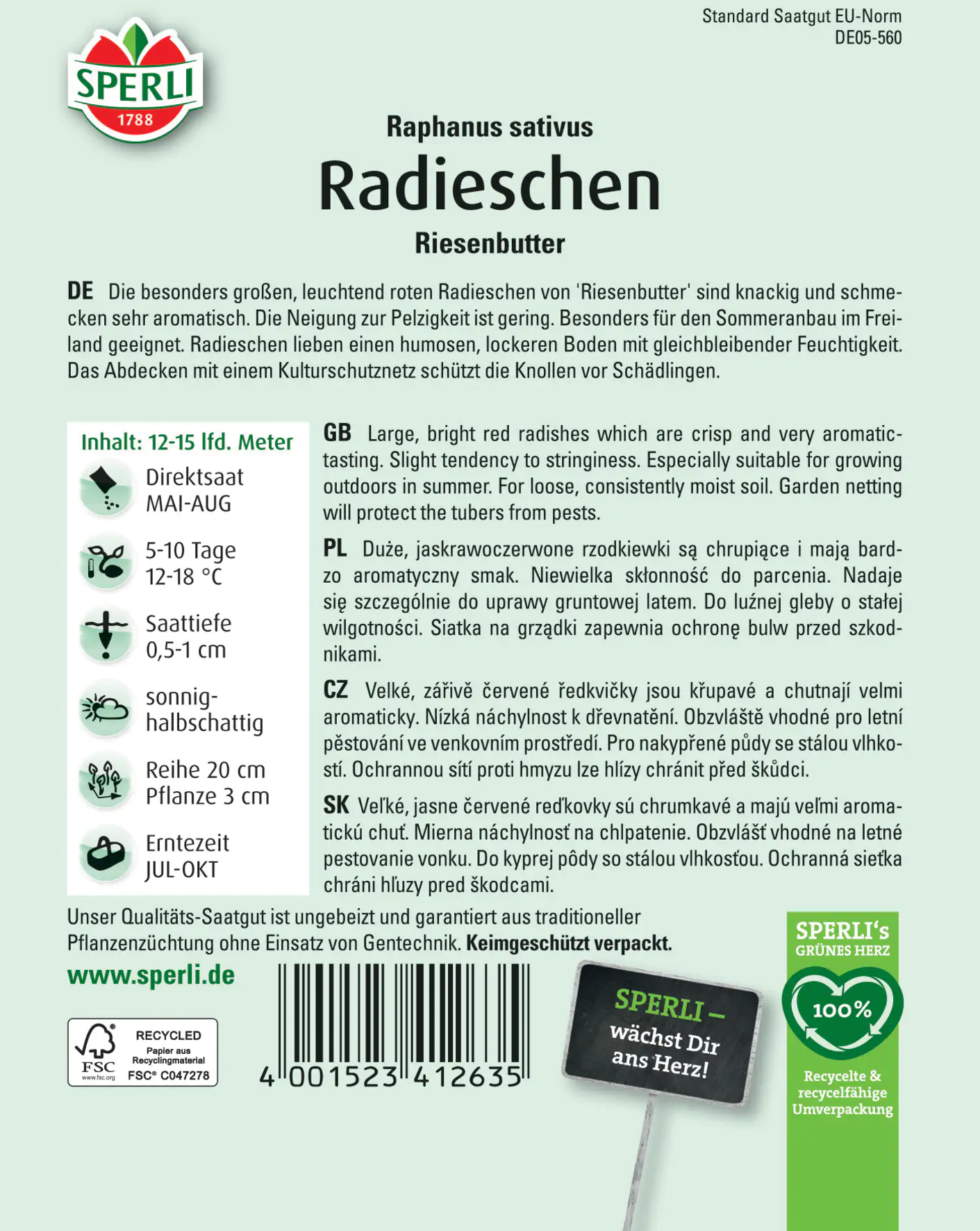 Sperli Radieschen Riesenbutter