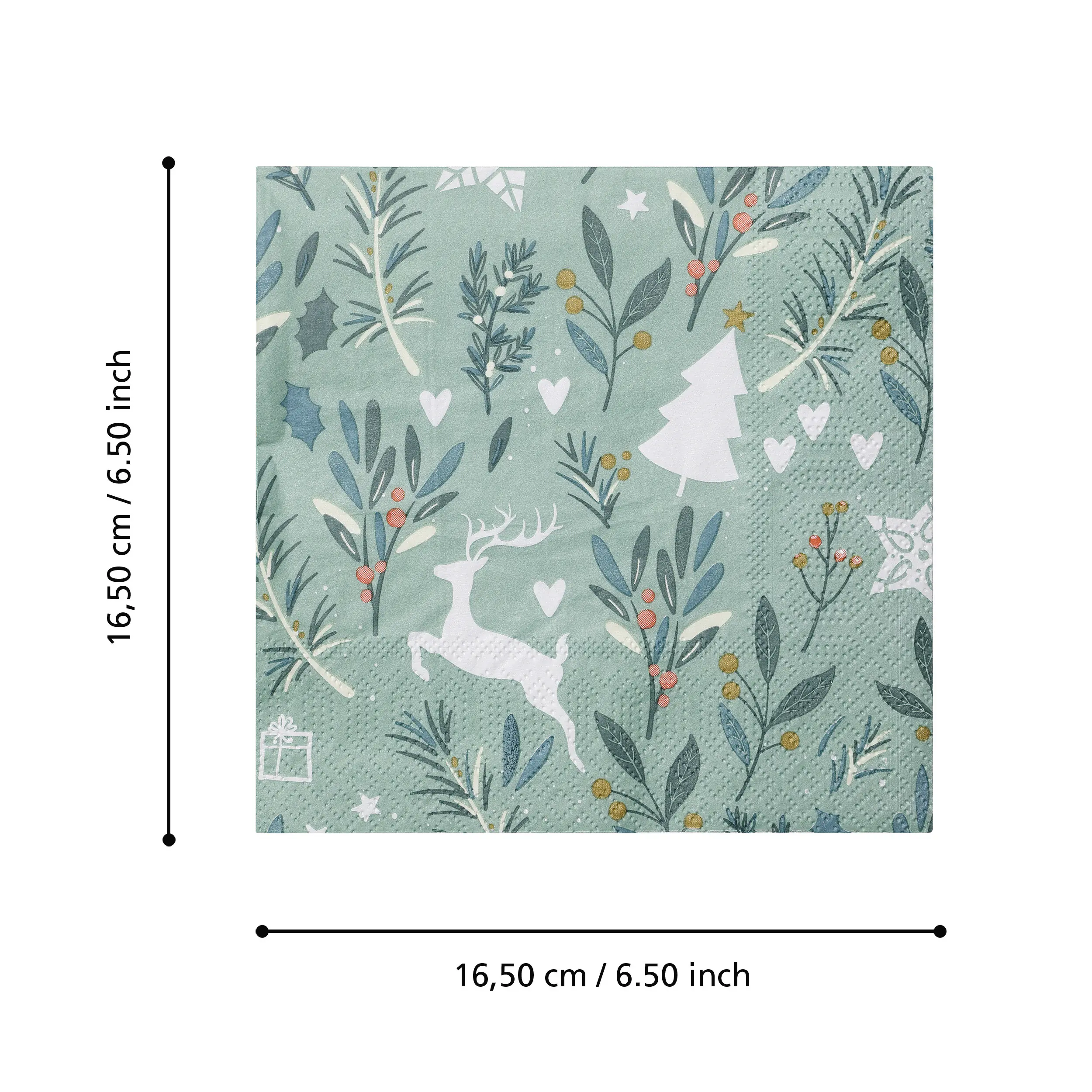 Eglo Servietten Hirsch Pasig grün/weiß 16,5 x 16,5 cm - 20er Pack
