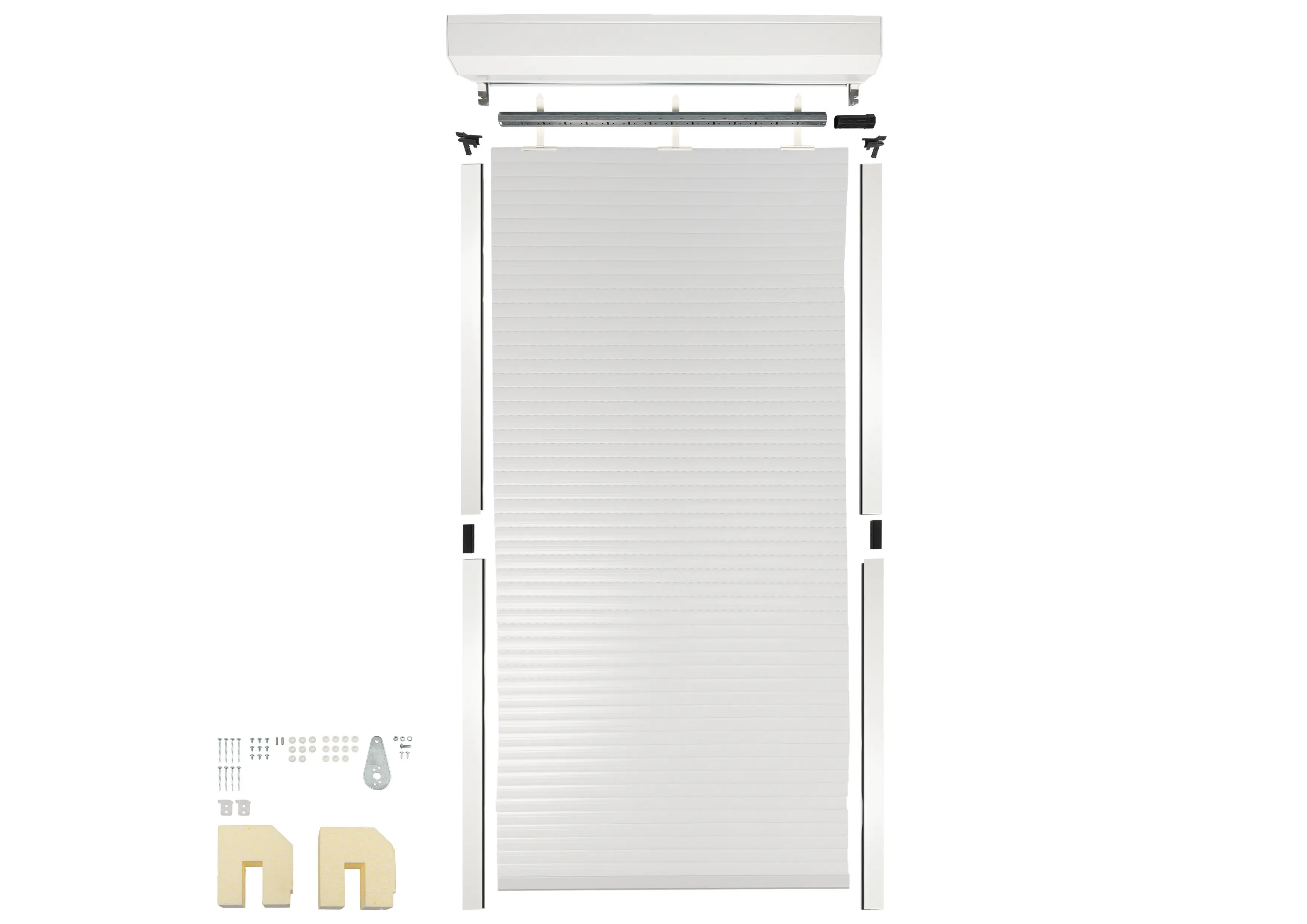 Schellenberg Vorbaurollladen-Set, 105 x 210 cm, 45°-Rollladenkasten, weiß/grau