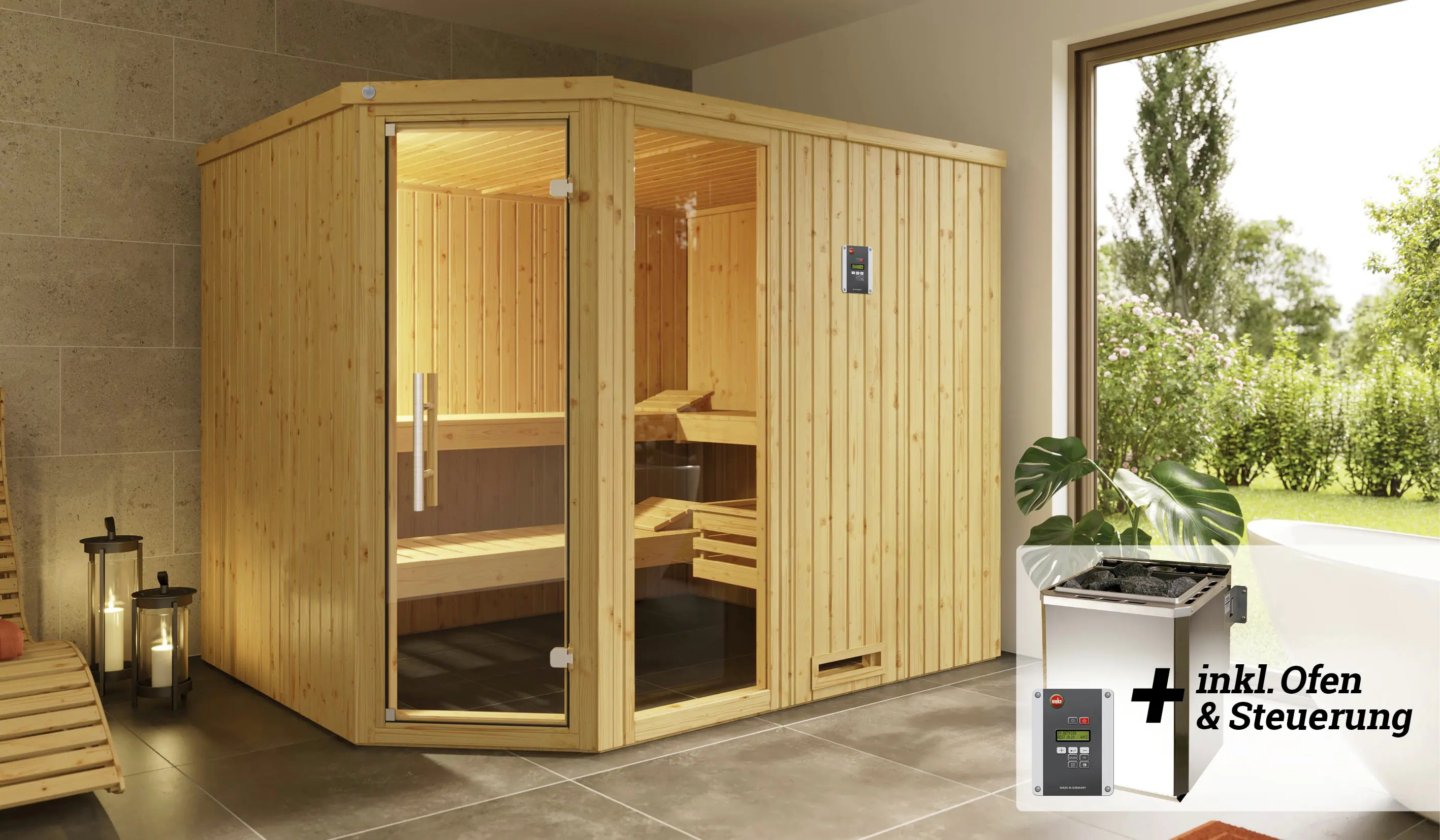 Weka Elementsauna Varberg Gr. 4 Sparset 7,5 kw BioS