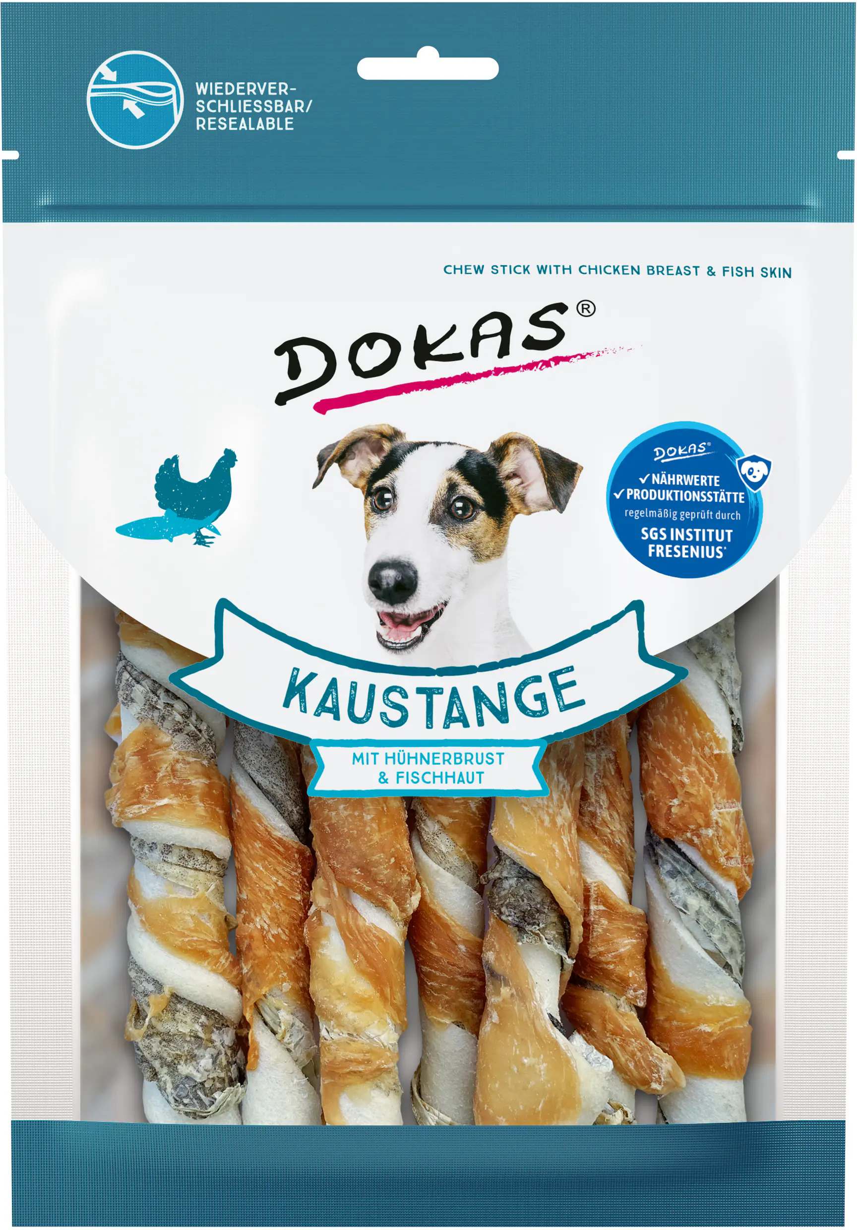 Dokas Hundesnack Kaustange mit Hühnerbrust & Fischhaut 170 g