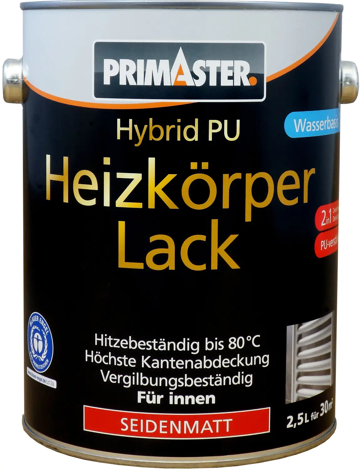 4000590165628 Primaster Hybrid-PU Heizkörperlack 2,5 L weiß seidenmatt