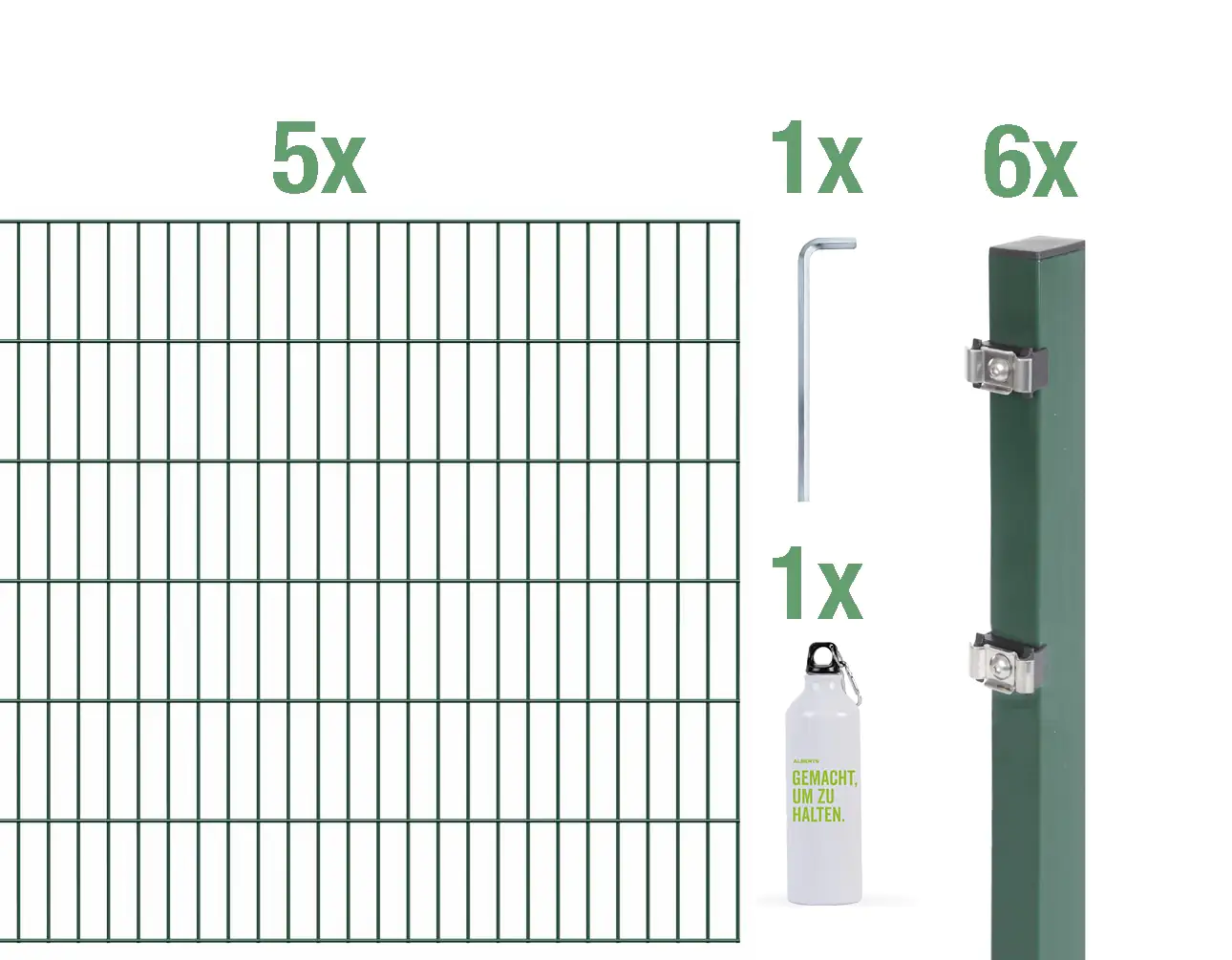 Alberts Komplettset Doppelstabmatten 10 m 120 cm 6/5/6 grün