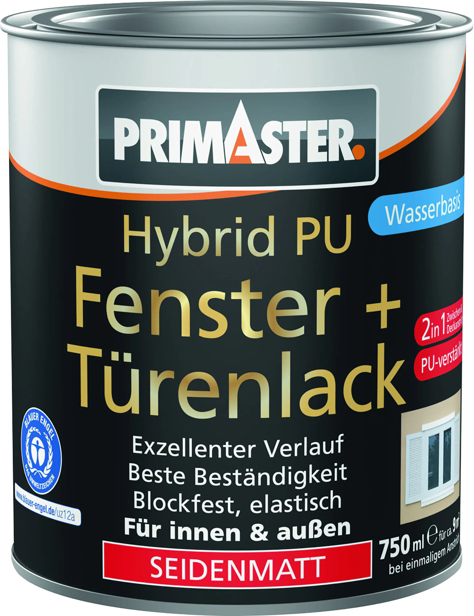 Primaster Hybrid PU-Fenster + Türenlack 750 ml weiß seidenmatt Primaster Hybrid PU-Fenster + Türenlack 750 ml weiß seidenmatt