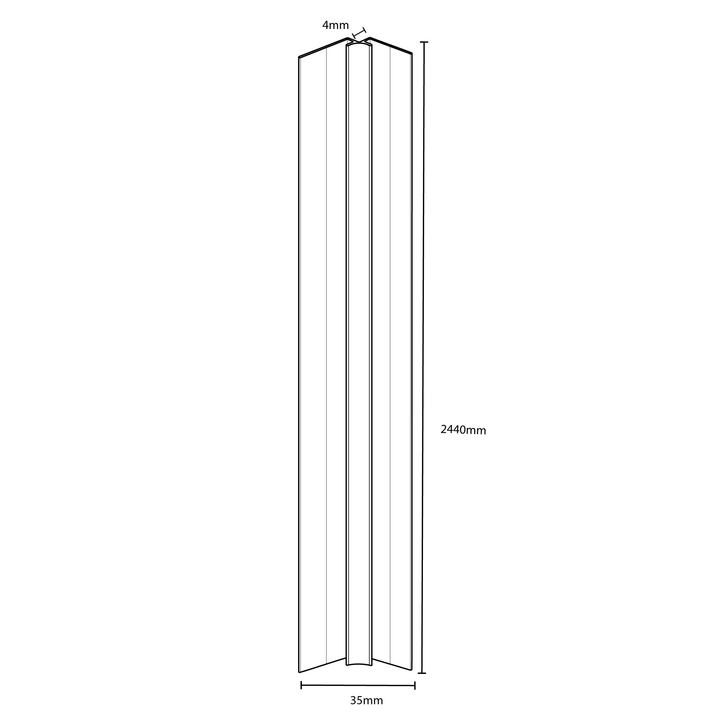 Wetwall Profil Außenecke 244 cm schwarz matt