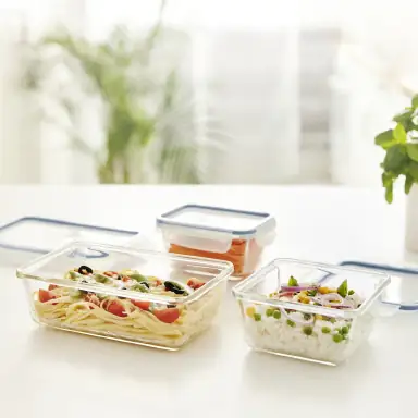 Rotho Kühlschrankdose Glas CLIC & LOCK 0,75 L, 3er Set