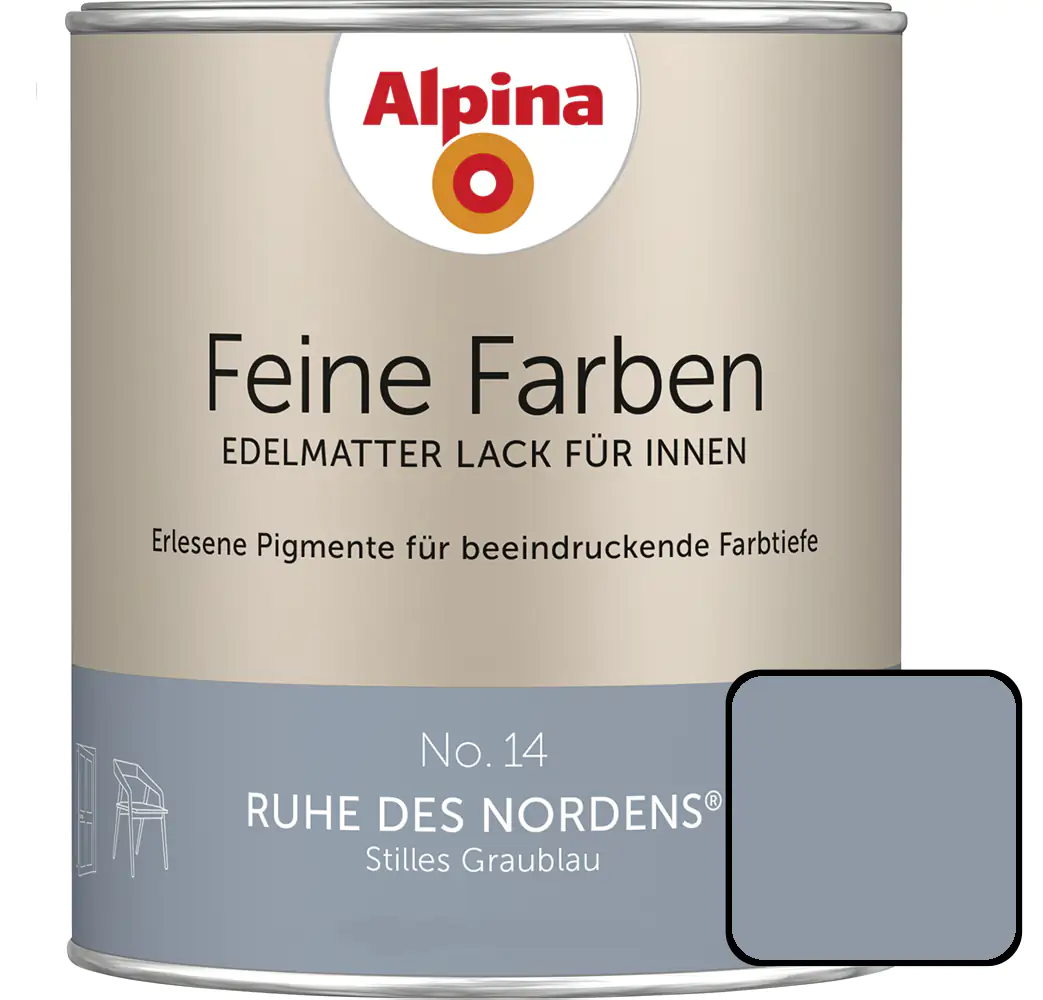 Alpina Feine Farben Lack No. 14 Ruhe des Nordens  graublau edelmatt 750 ml Alpina Feine Farben Lack No. 14 Ruhe des Nordens  graublau edelmatt 750 ml