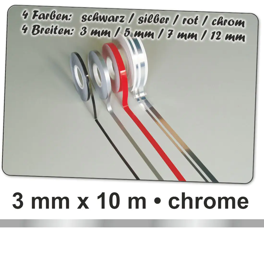 Hermann Schütz Auto Zierstreifen Deco-Stripe chrome 3mm x 10m