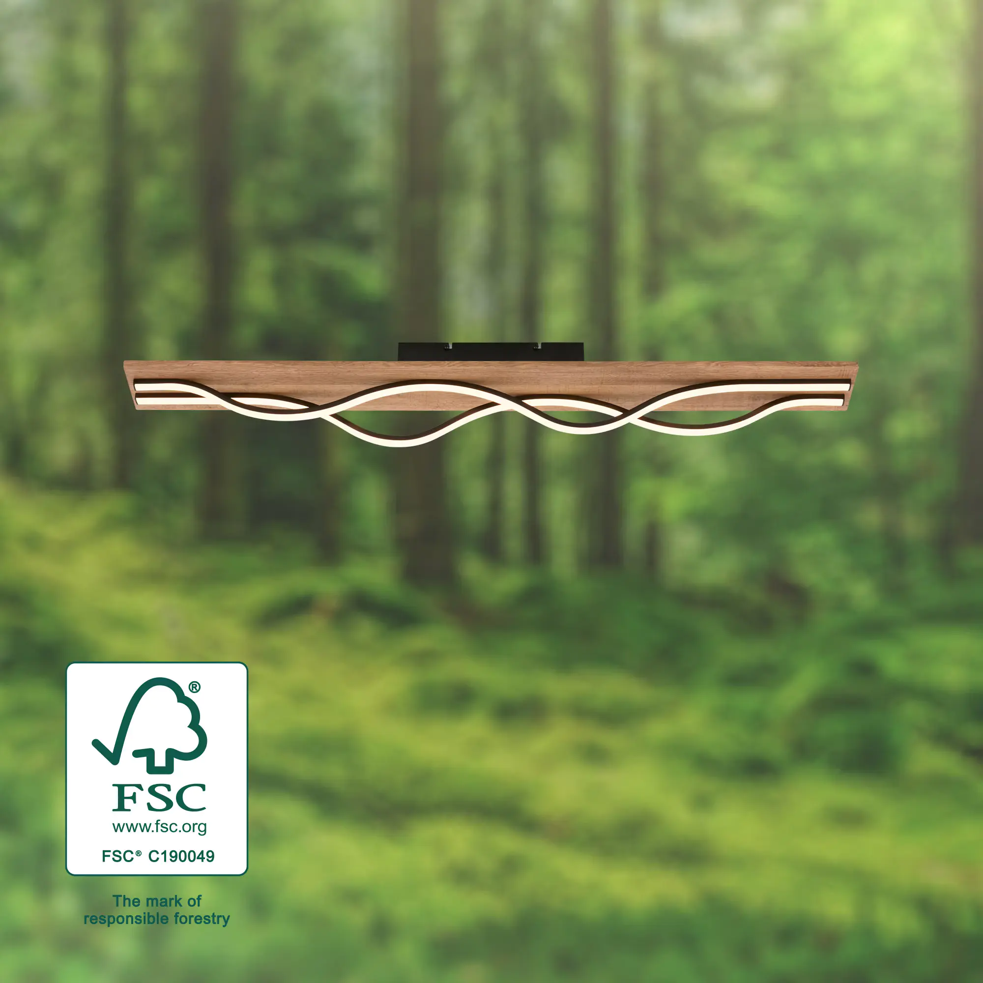 Briloner LED-Deckenleuchte VINKA schwarz Holz