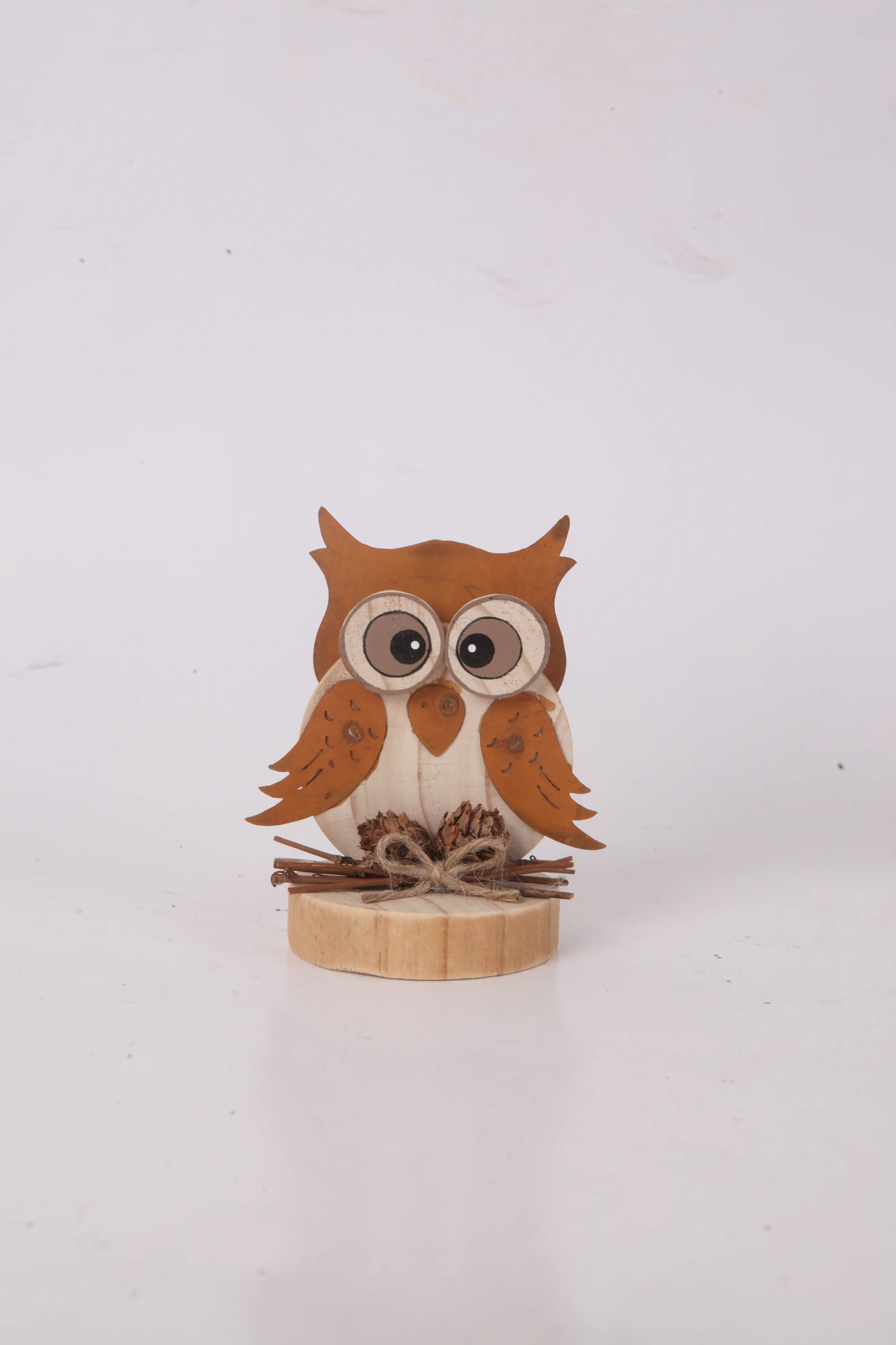 Dekofigur Eule Holz 11 cm bunt