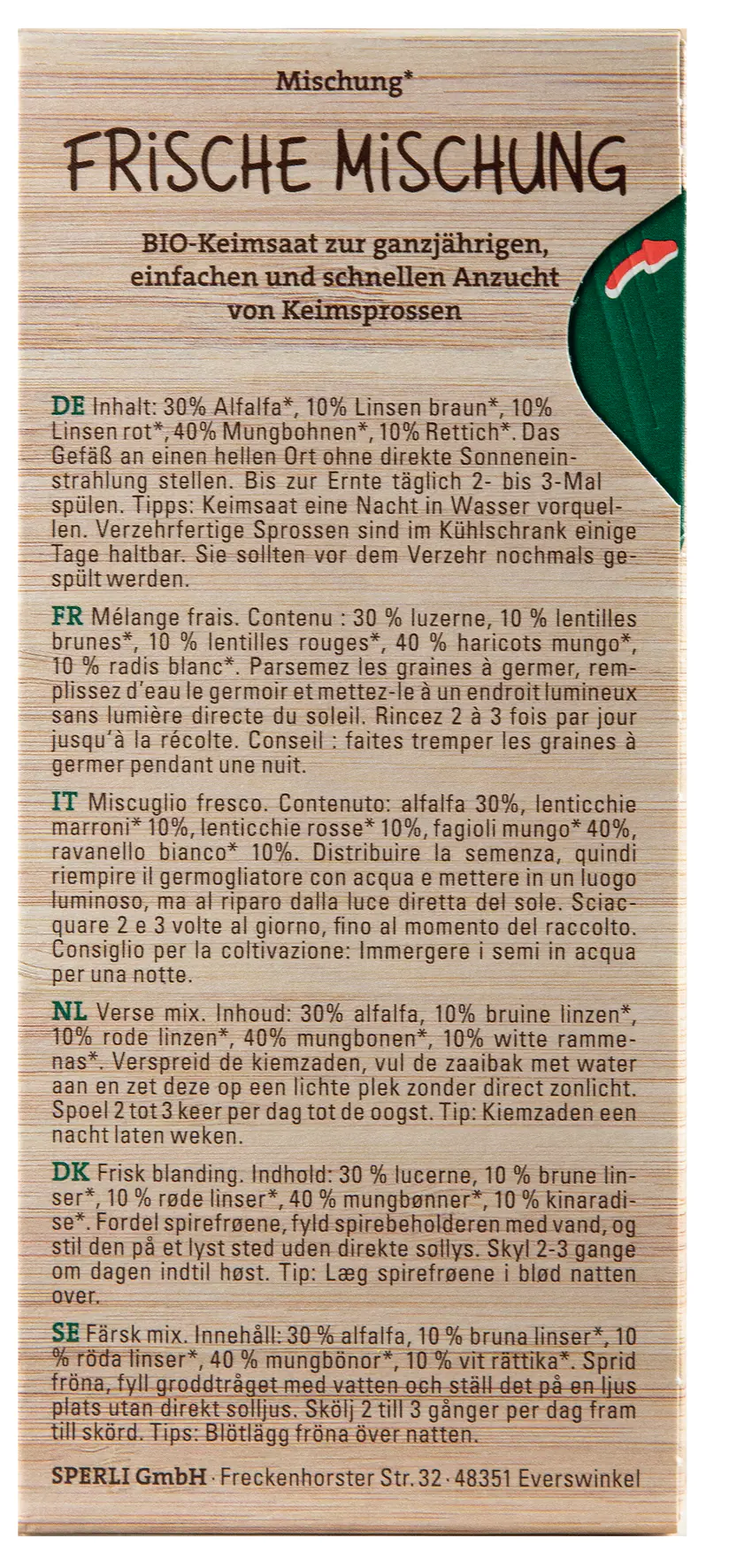 Sperli BIO Keimsprossen-Saat Frische Mischung