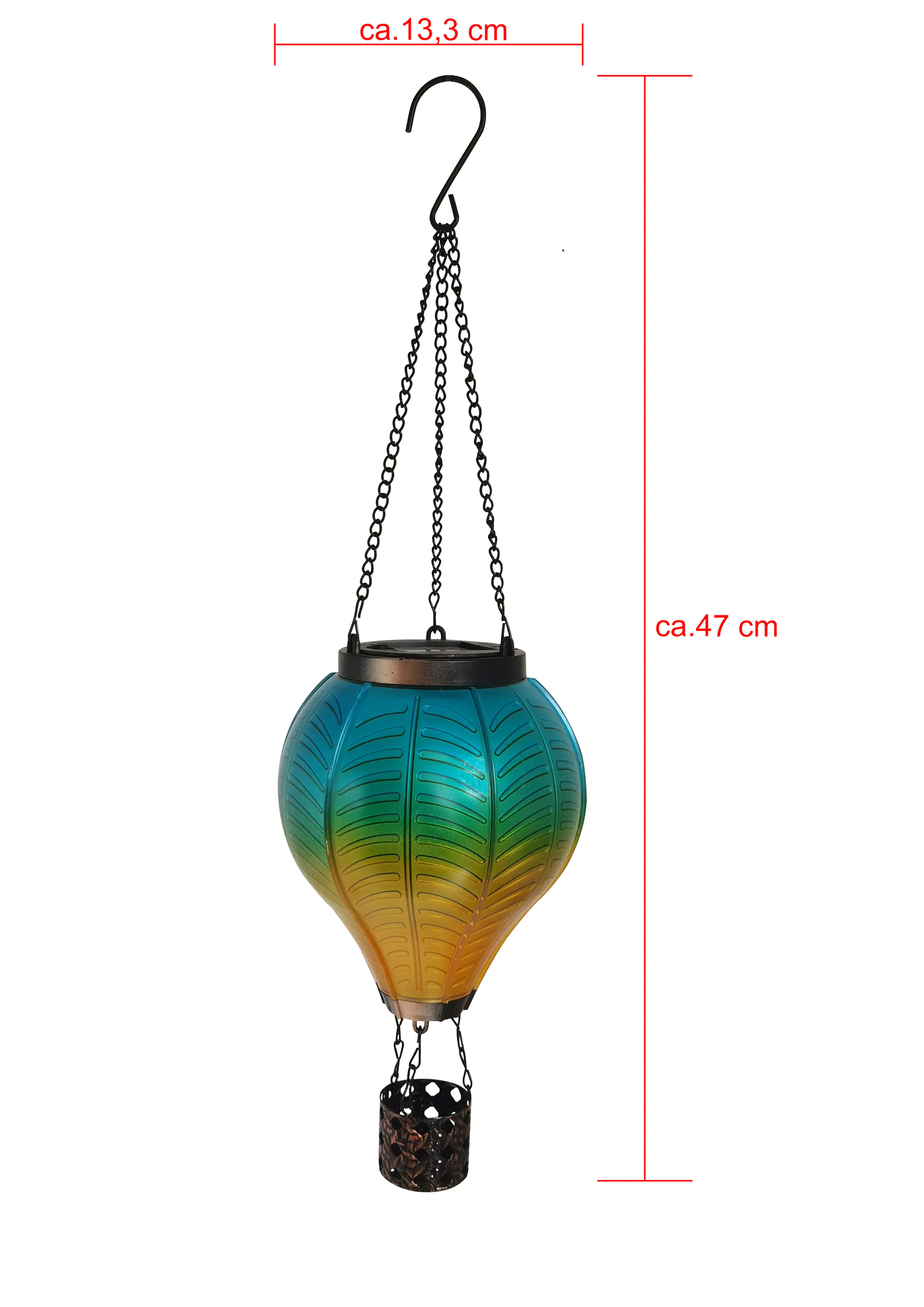 Dapo LED Solarleuchte Heißluftballon mit Flammeeffekt blau/gelb warmweiß