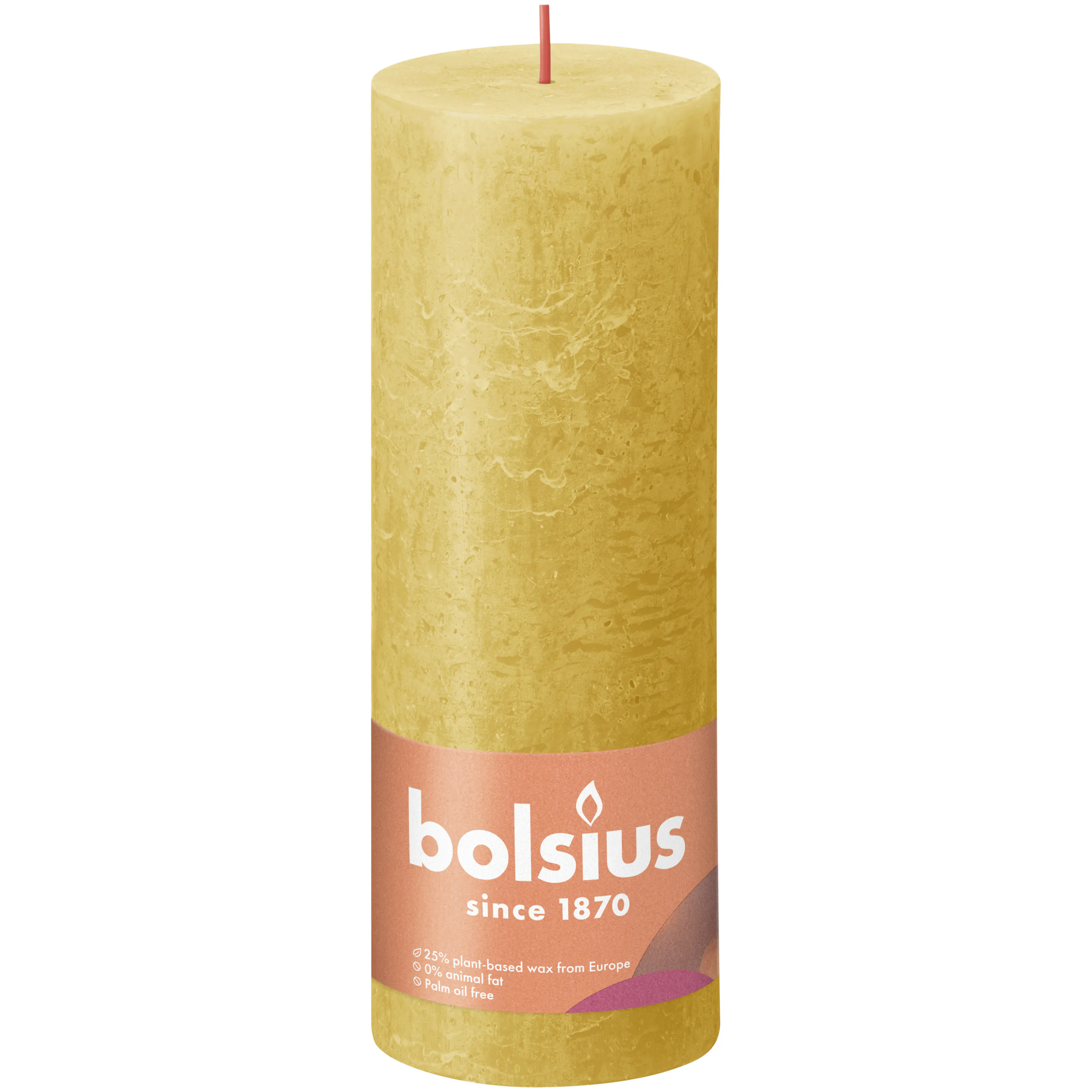 Bolsius Rustik Stumpenkerze honigwabengelb, Höhe: 19 cm, Ø 6,8 cm