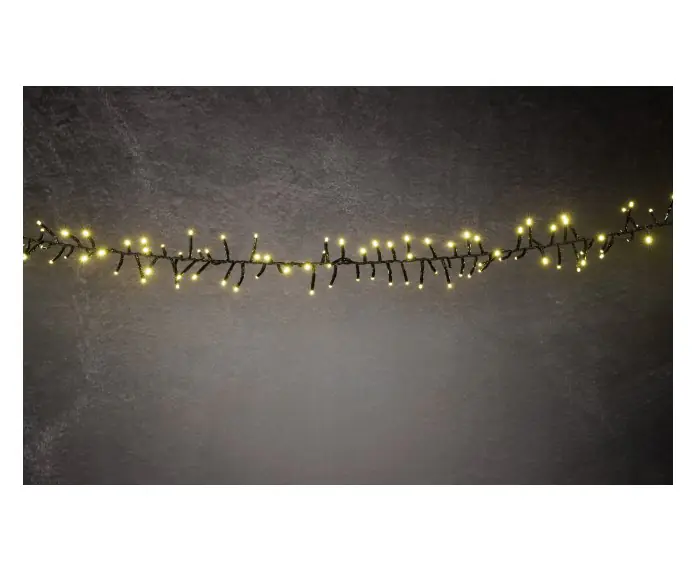 TrendLine LED-Lichterkette Cluster Außen 9 m warmweiß-schwarz mit Timer, Dimmer