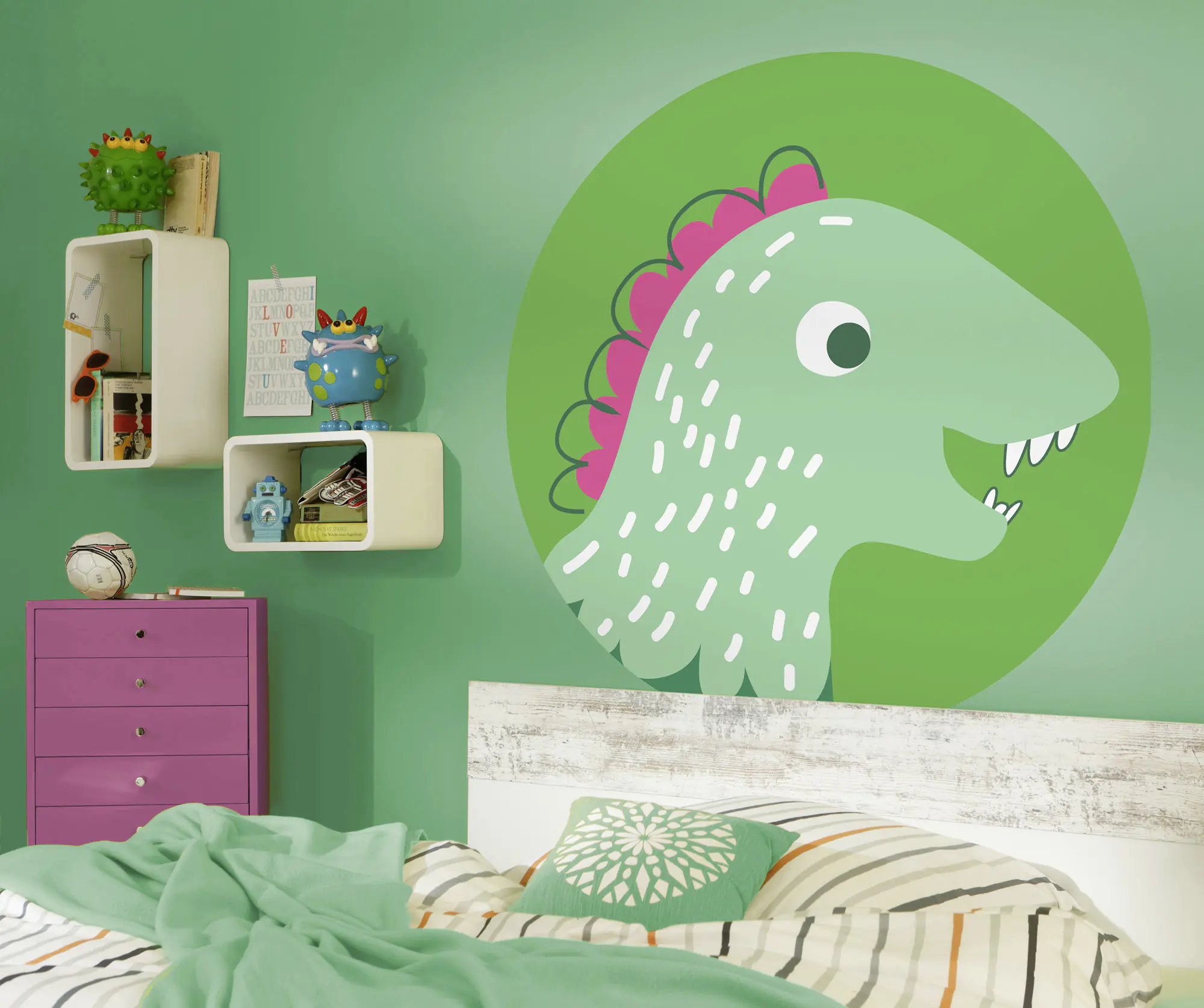 Komar Vlies Fototapete Dot Little Dino Tyranno Ø 128 cm selbstklebend
