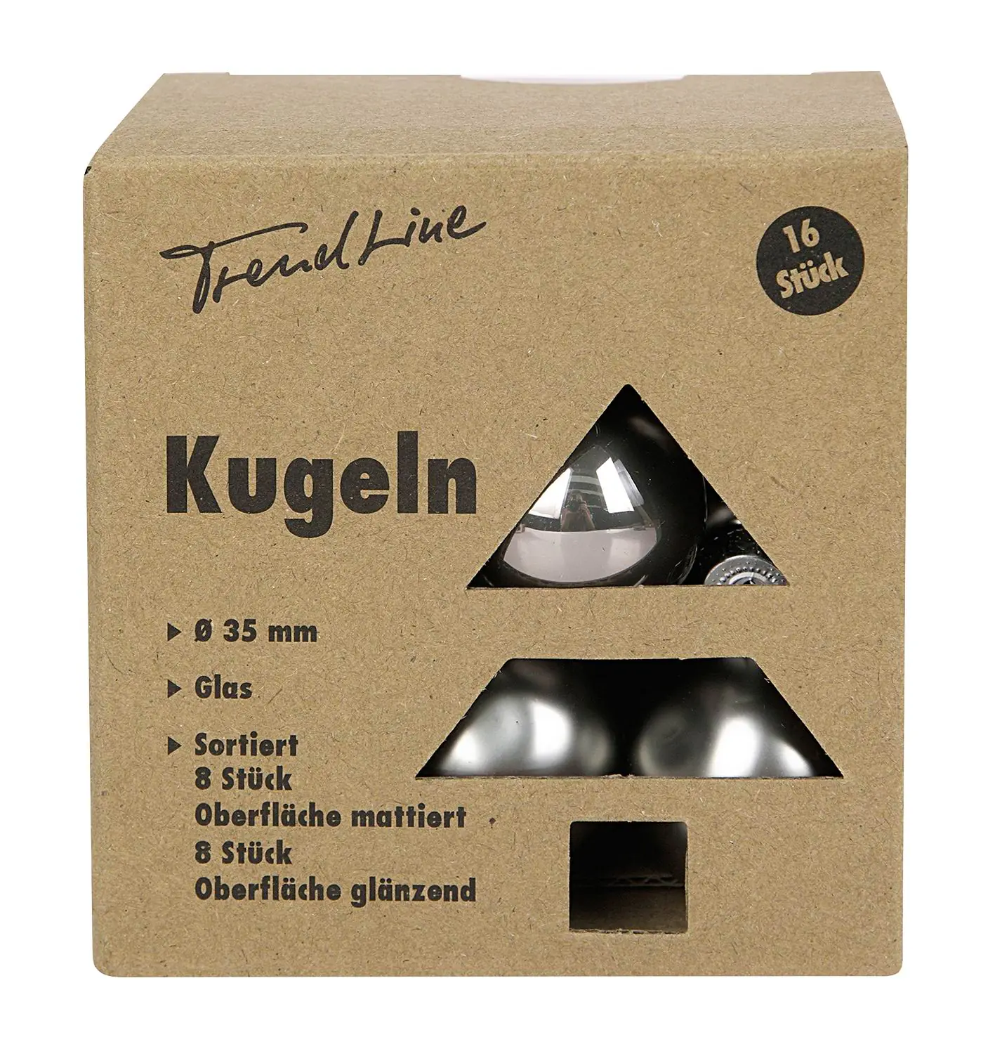 TrendLine Mini-Christbaumkugeln aus Glas Ø 3,5 cm warmgrau 16 Stück