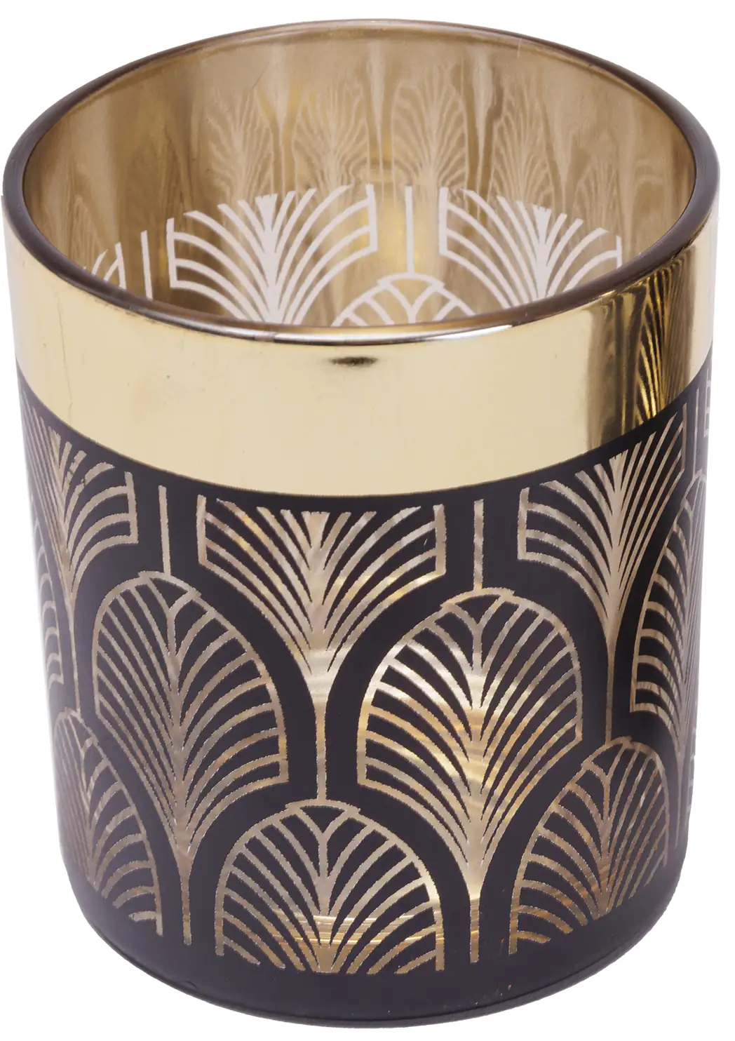 TrendLine Windlicht Glas Ø 8 cm schwarz gold