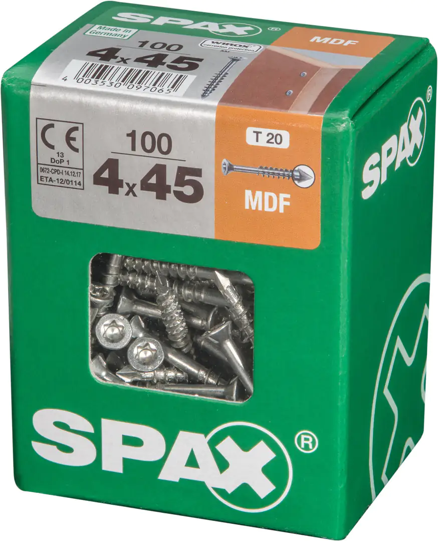 Spax Faserplattenschrauben 4.0 x 45 mm TX 15 - 100 Stk.