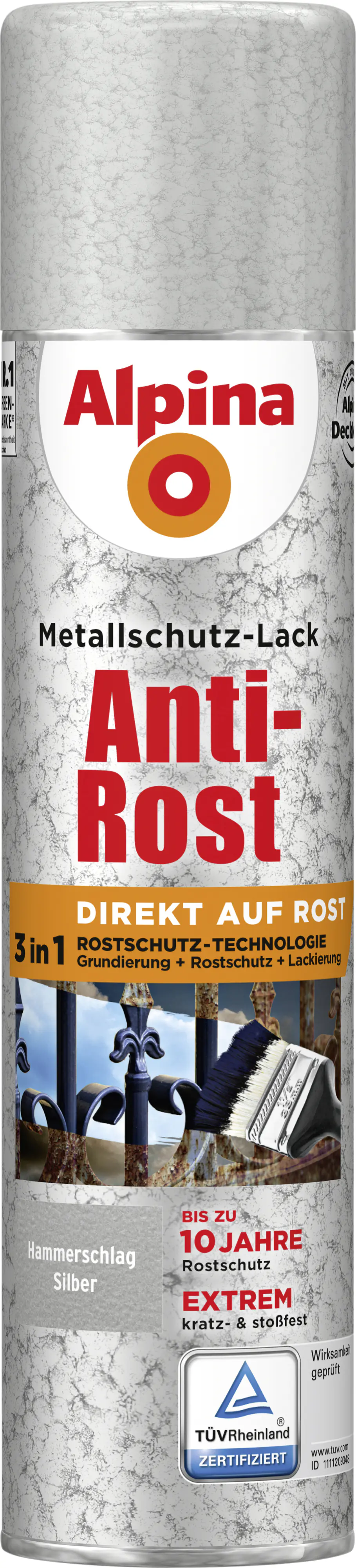 Alpina Sprühmetallschutz-Lack Hammerschlag 400 ml silber