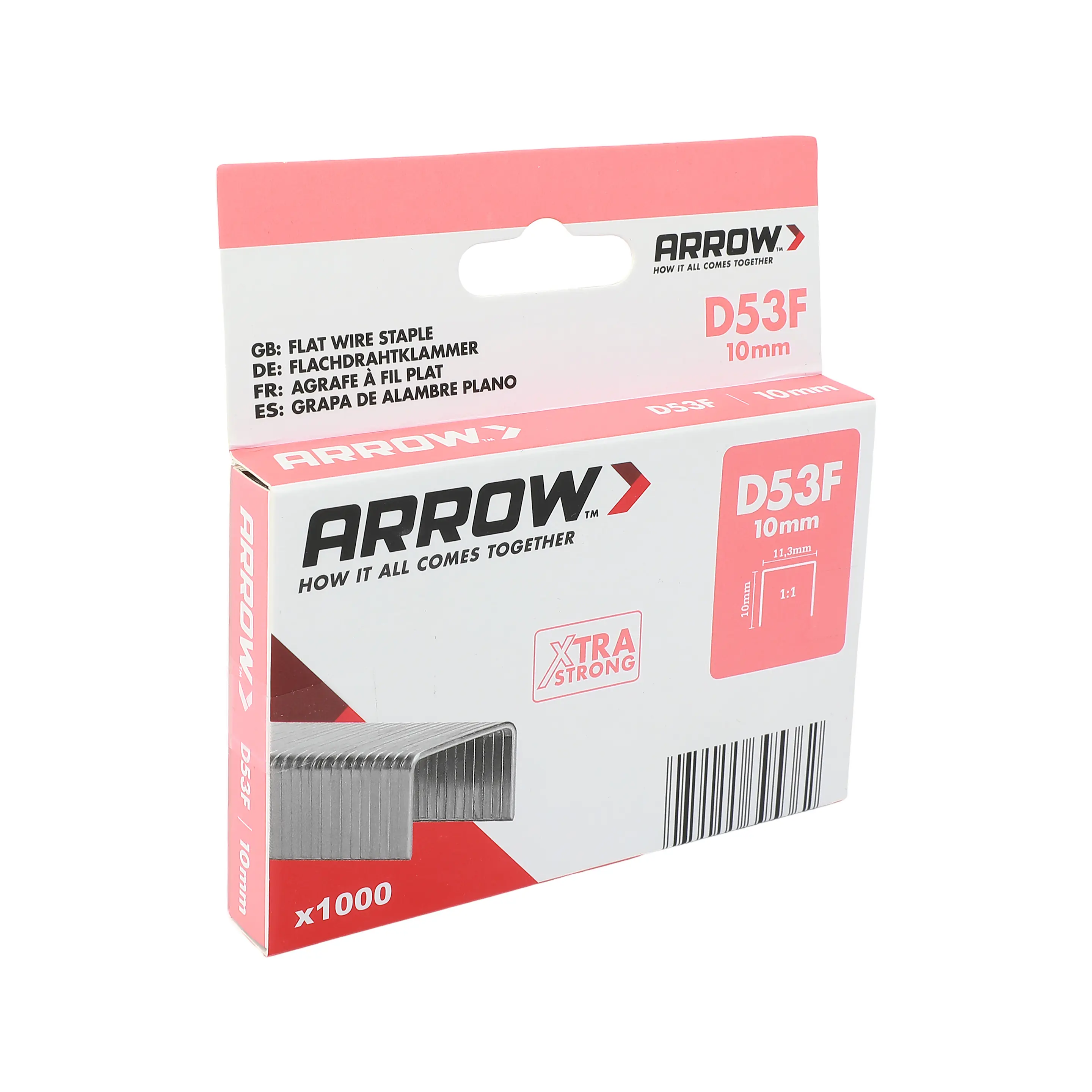 Arrow Tackerklammer Flachtdraht D53F 10 mm Folie 1000 Stück