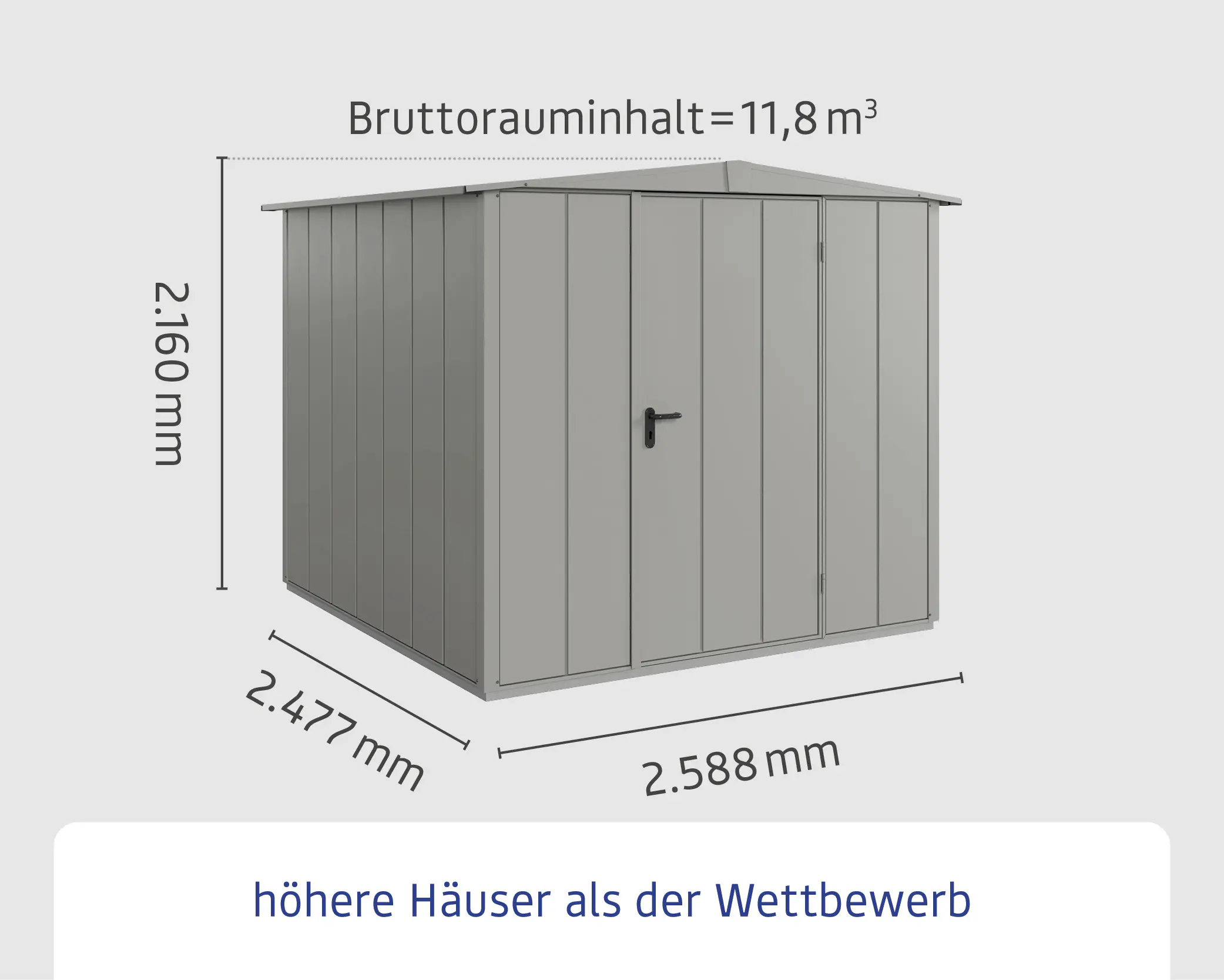 EcoStar Gerätehaus Elegant-S Typ 2 graualuminium 1 flg 258,8 x 247,7 cm