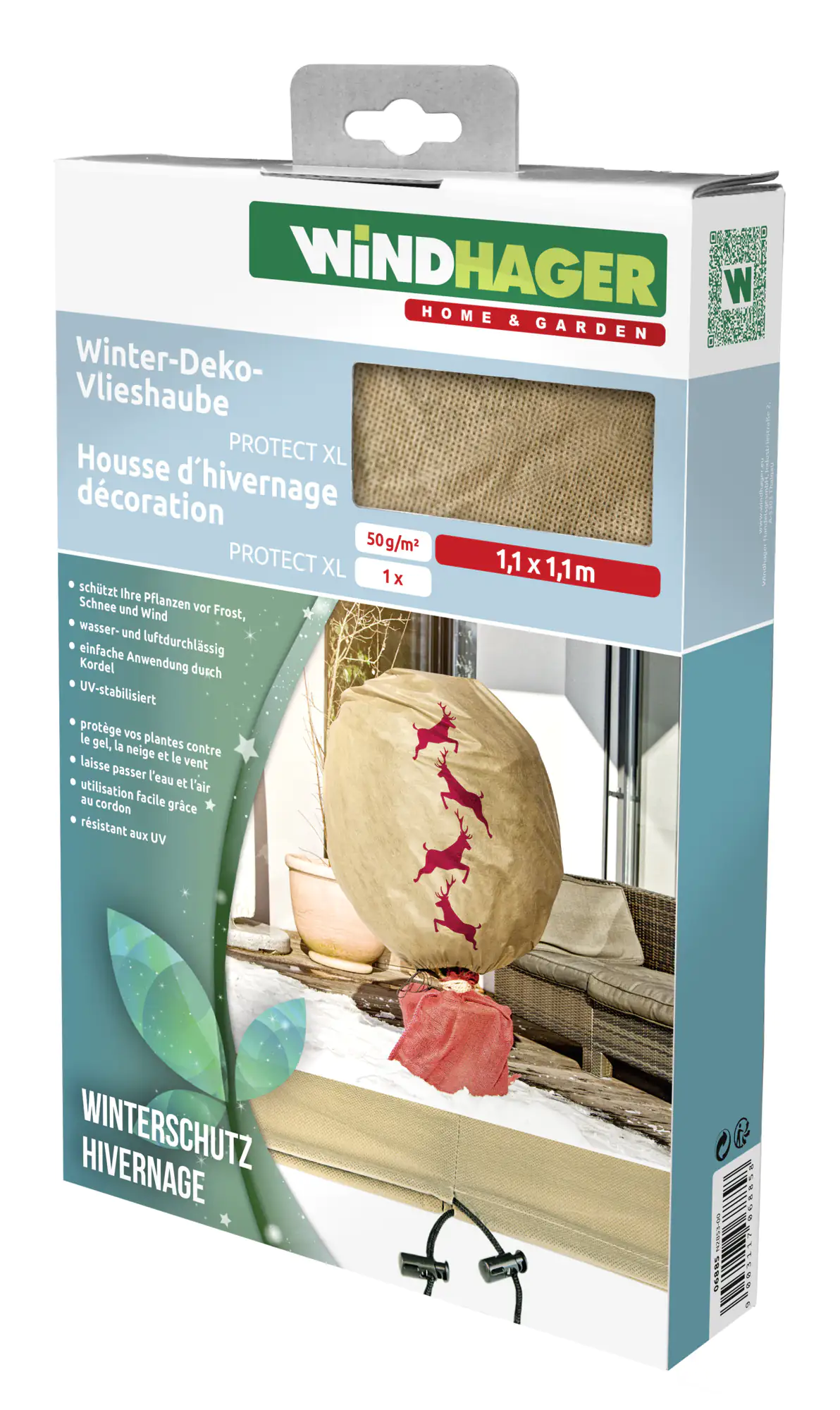 Windhager Deko-Haube Protect XL 1,1 x 1,1 m, beige mit Hirschmotiv