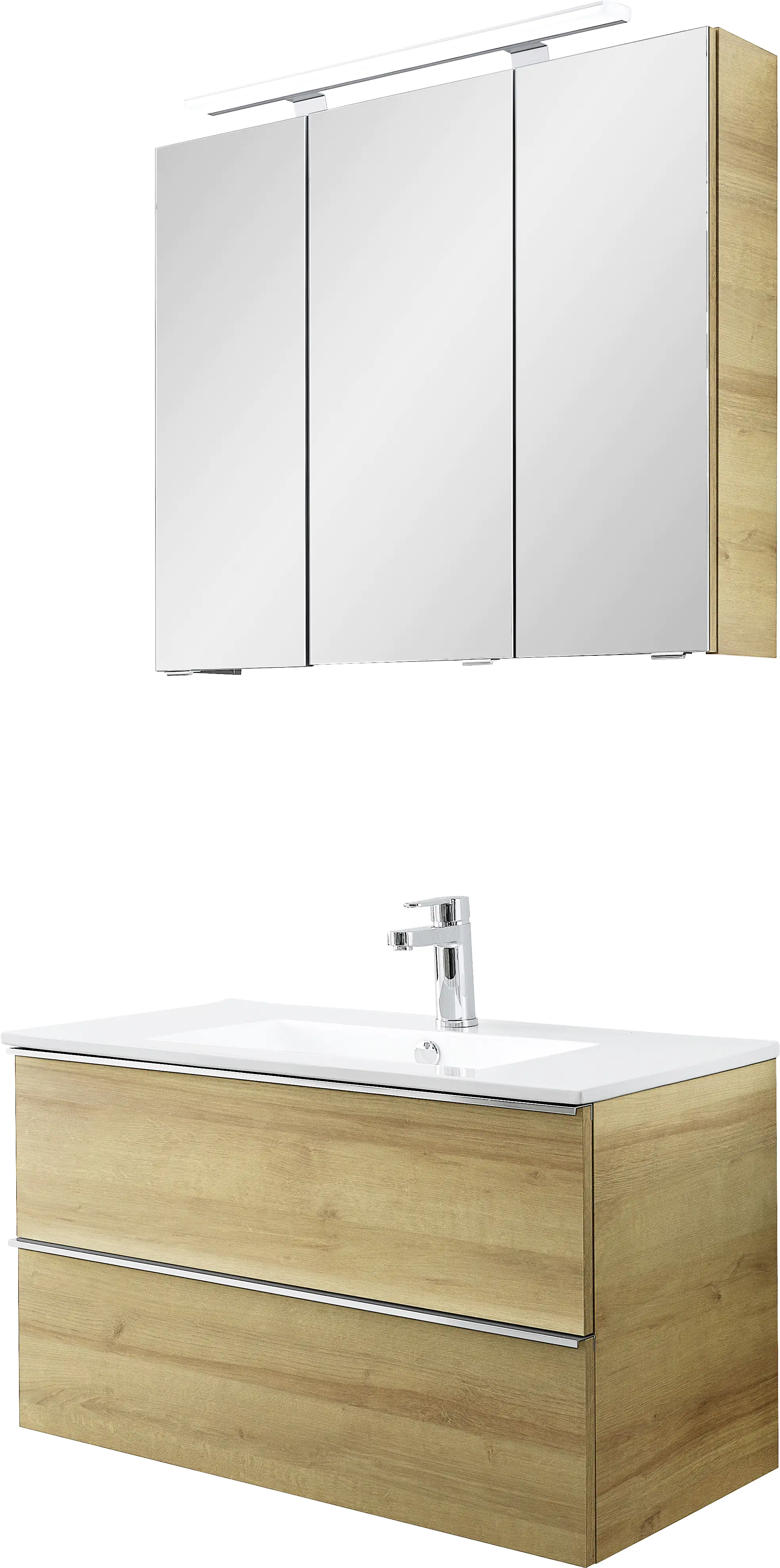 Primaster Bad-Set Düsseldorf riviera 81 cm LED-Leuchten, Keramikwaschtisch