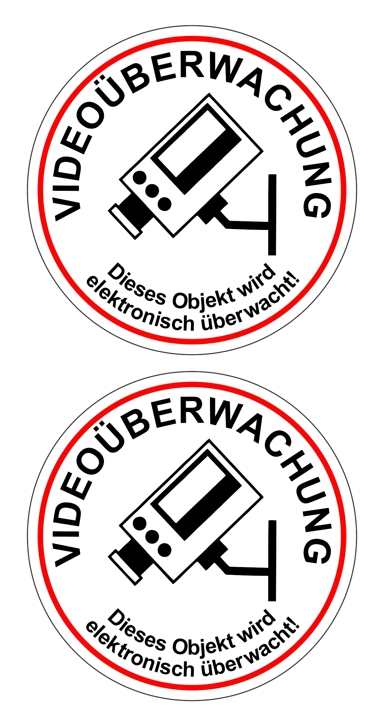 4002341905392 Hermann Schütz Aufkleber Videoüberwachung 2er-Set je Ø 60mm