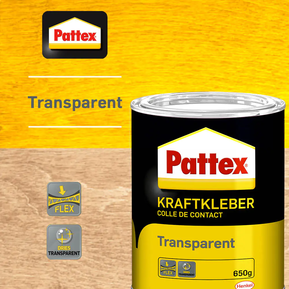 Pattex Kraftkleber Transparent 650 g Dose, transparent Pattex Kraftkleber Transparent 650 g Dose, transparent