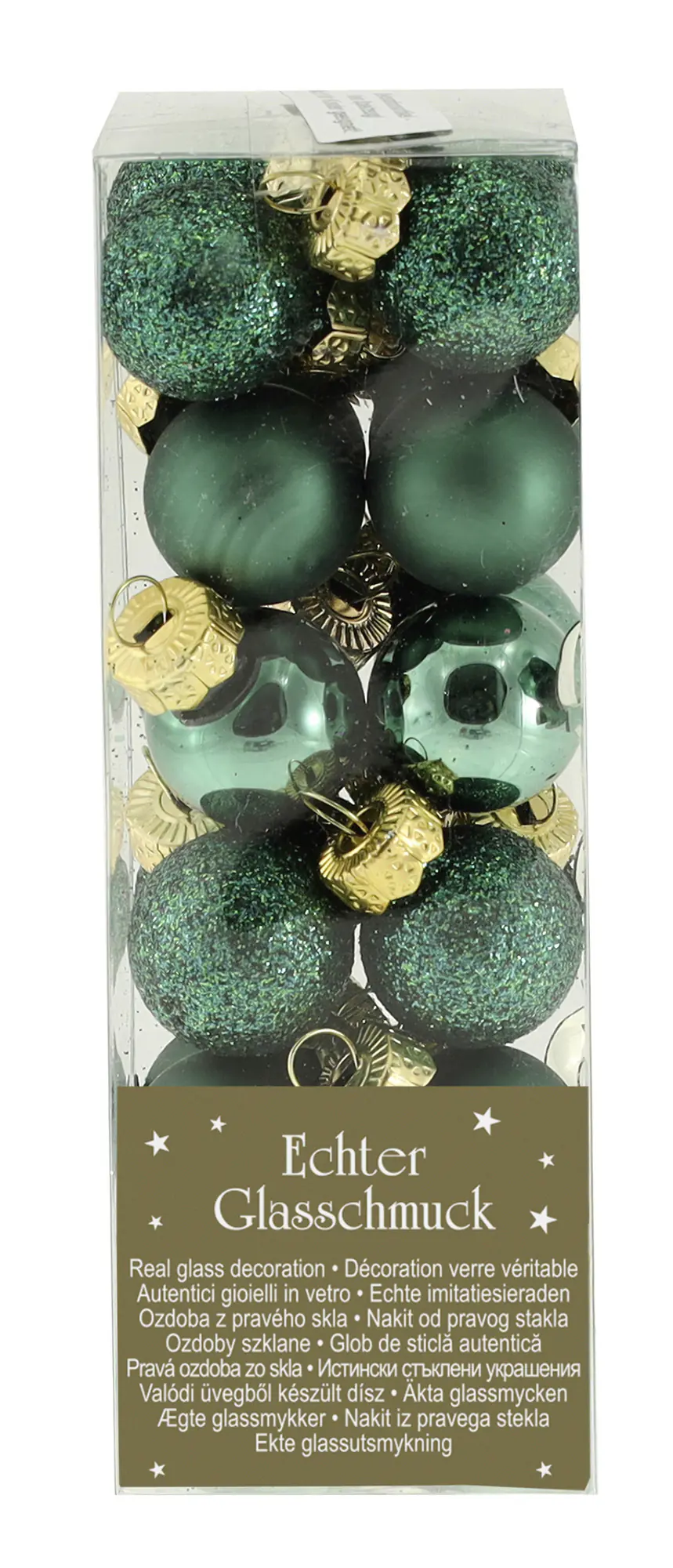 Weihnachtskugeln aus Glas Ø 2 cm tannengrün 24 Stück