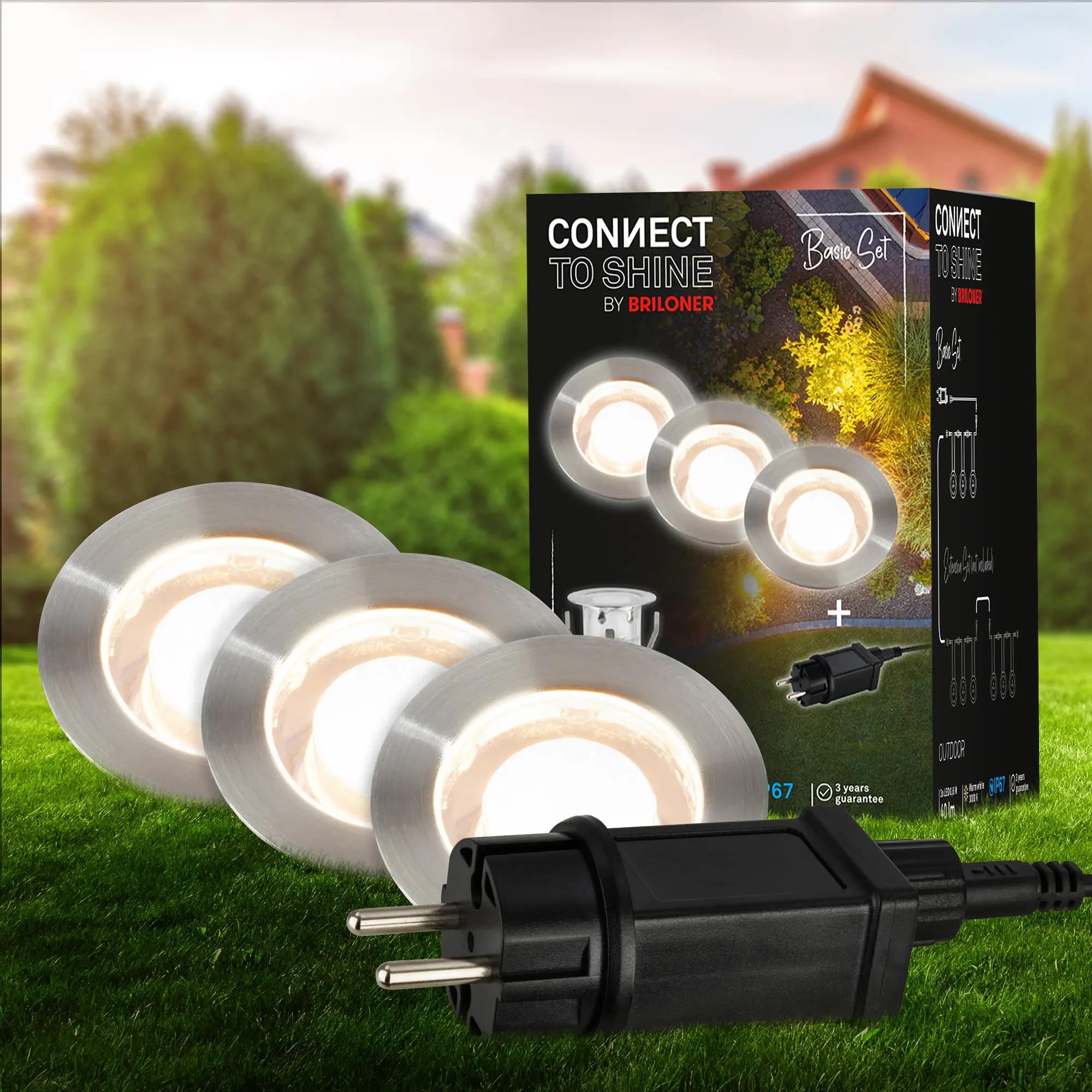 Briloner LED Außen-Bodenstrahler Kebony Connect to Shine 3er Starterset 0,6W warmweiß Briloner LED Außen-Bodenstrahler Kebony Connect to Shine 3er Starterset 0,6W warmweiß