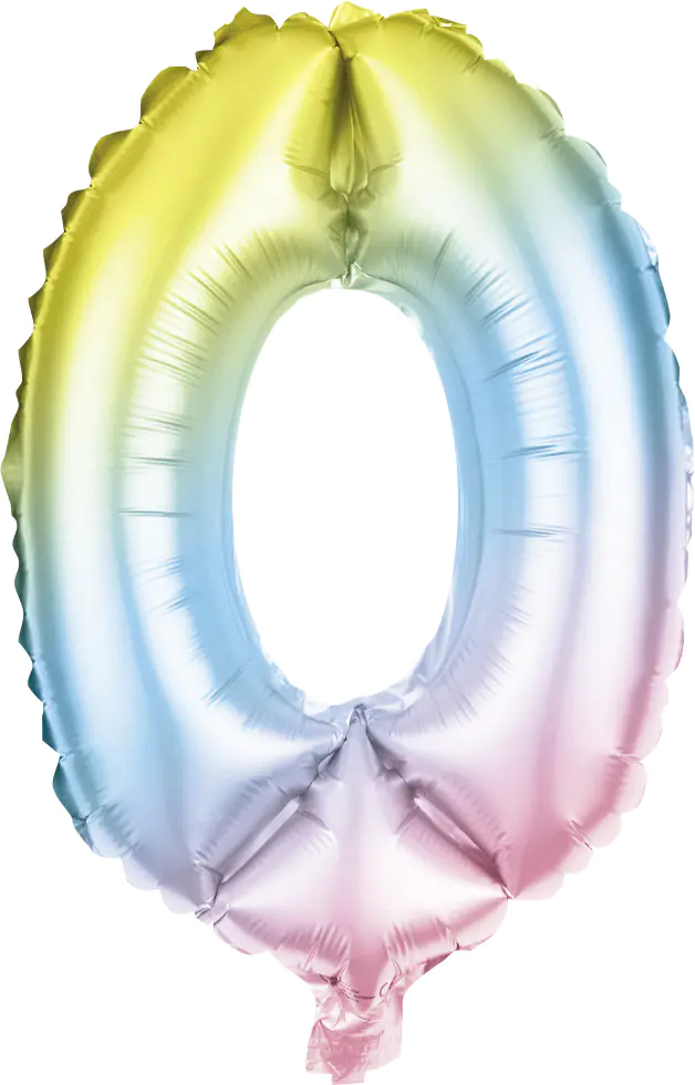 Folienballon Zahl 0 bunt 100 cm