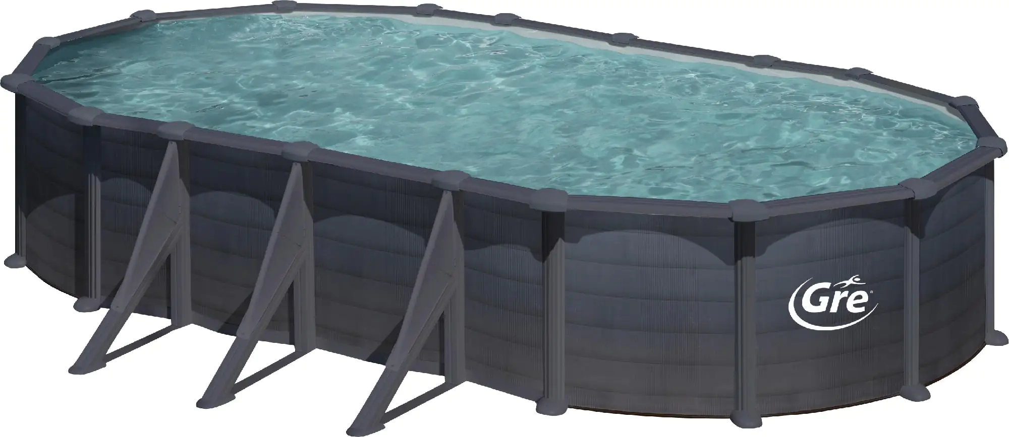 Gre Stahlwandpool Granada oval 730 x 375 x 132 cm, graphit