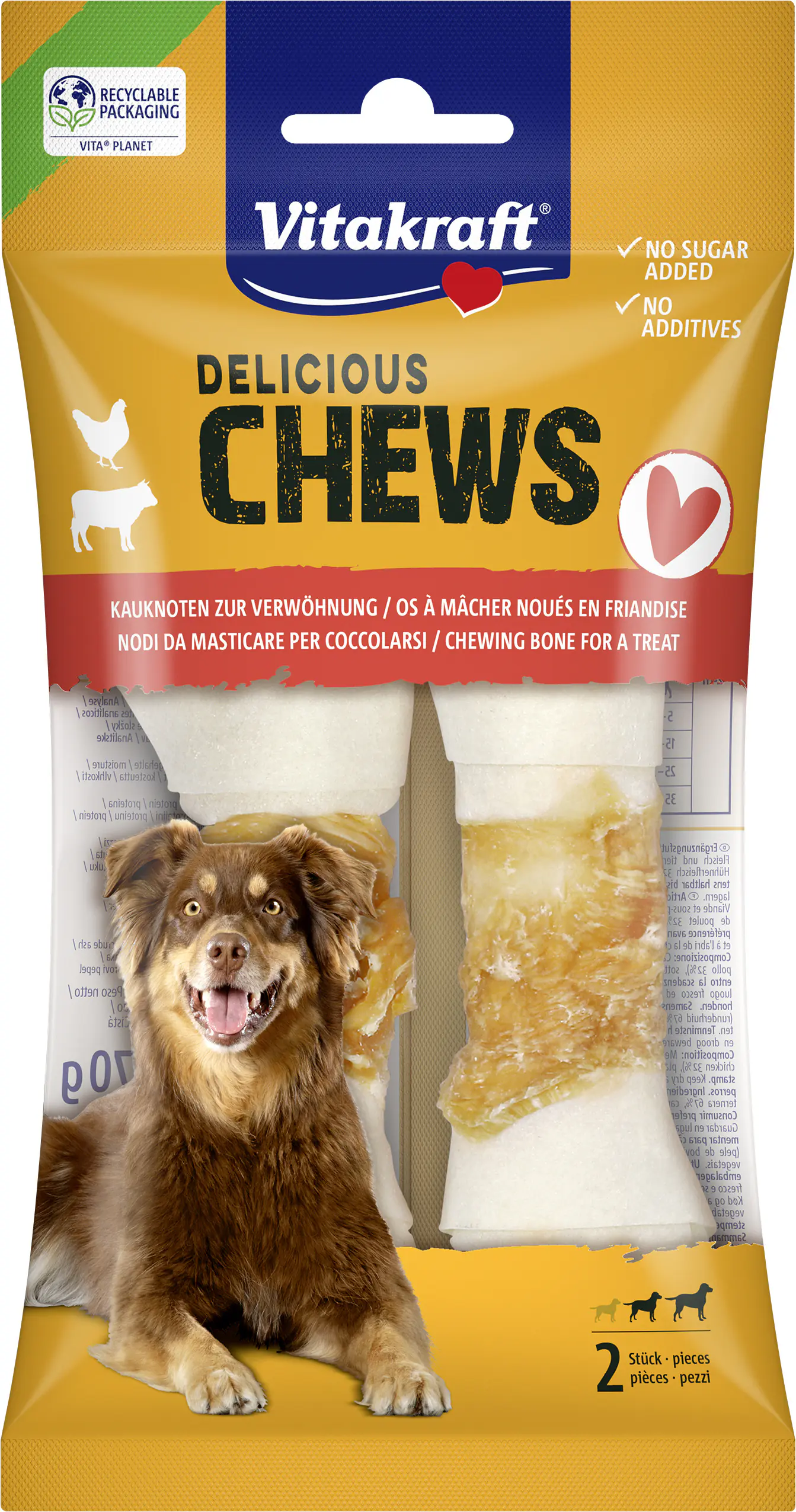 Vitakraft Hundeleckerli Kauknoten 70 g Huhn & Rind 2 Stück
