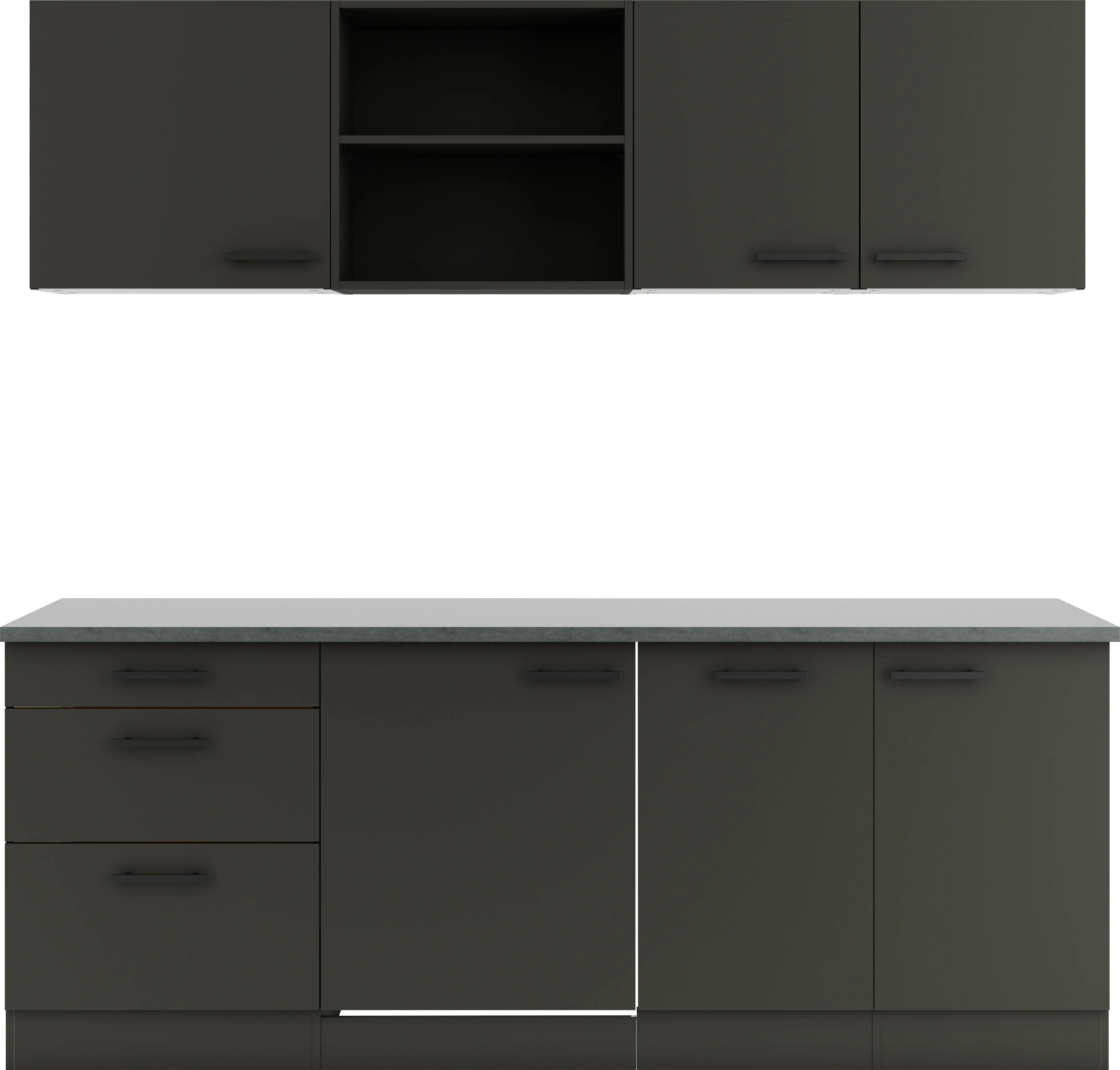 Optifit Küchenzeile Madrid 420 ohne Geräte anthrazit 210 cm