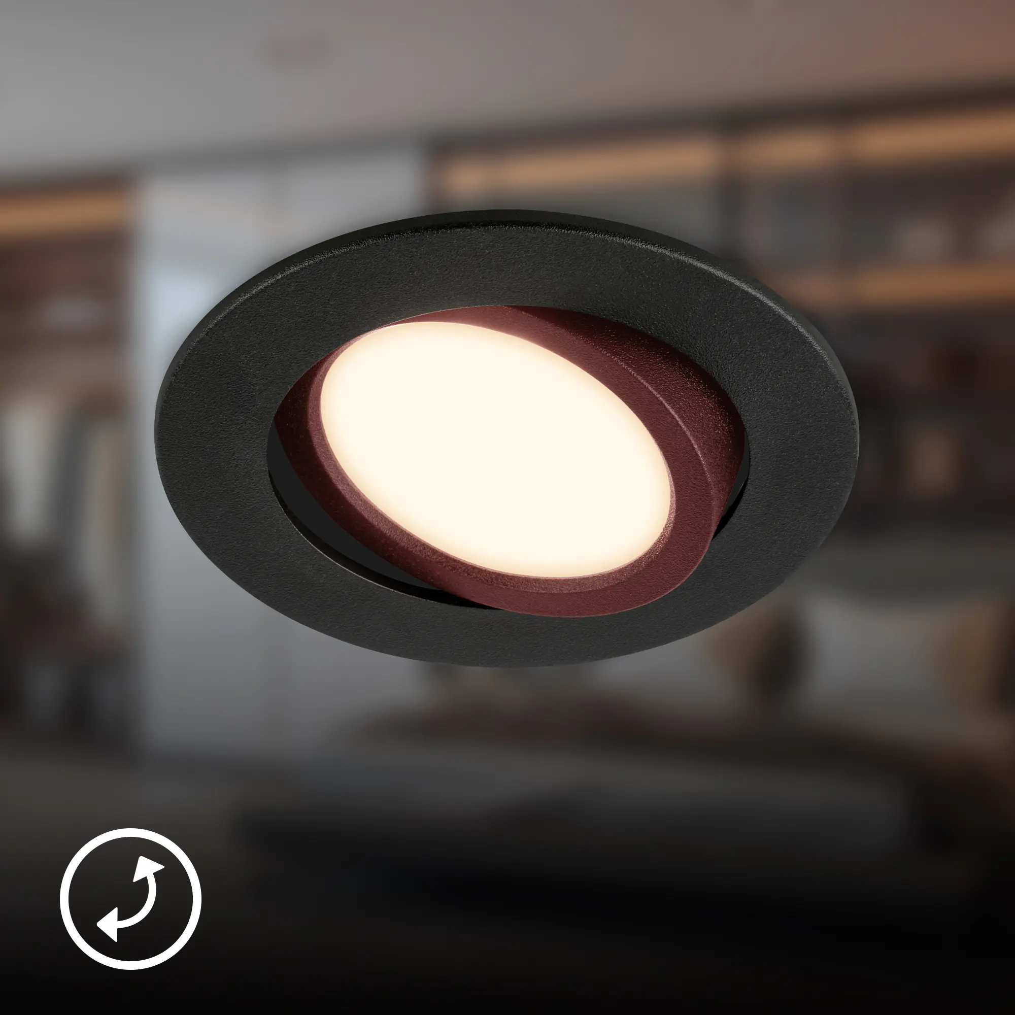 Briloner 3er Set LED Einbauleuchten Piwo schwarz Ø 8 cm