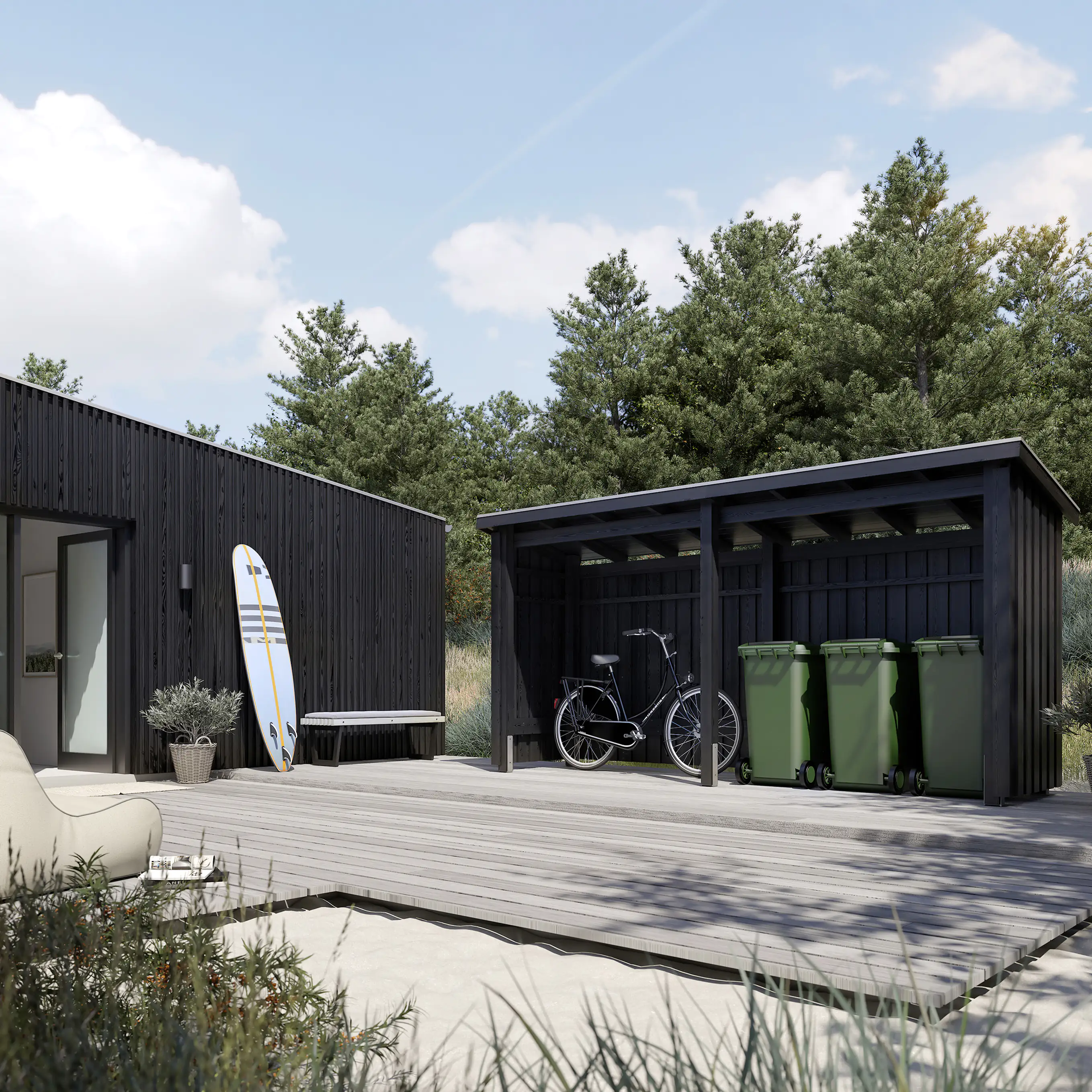 Plus Gartenhaus Nordic Multi 416 x 99 cm natur offen mit Dachpappe, H-Pfostenfüße Plus Gartenhaus Nordic Multi 416 x 99 cm natur offen mit Dachpappe, H-Pfostenfüße