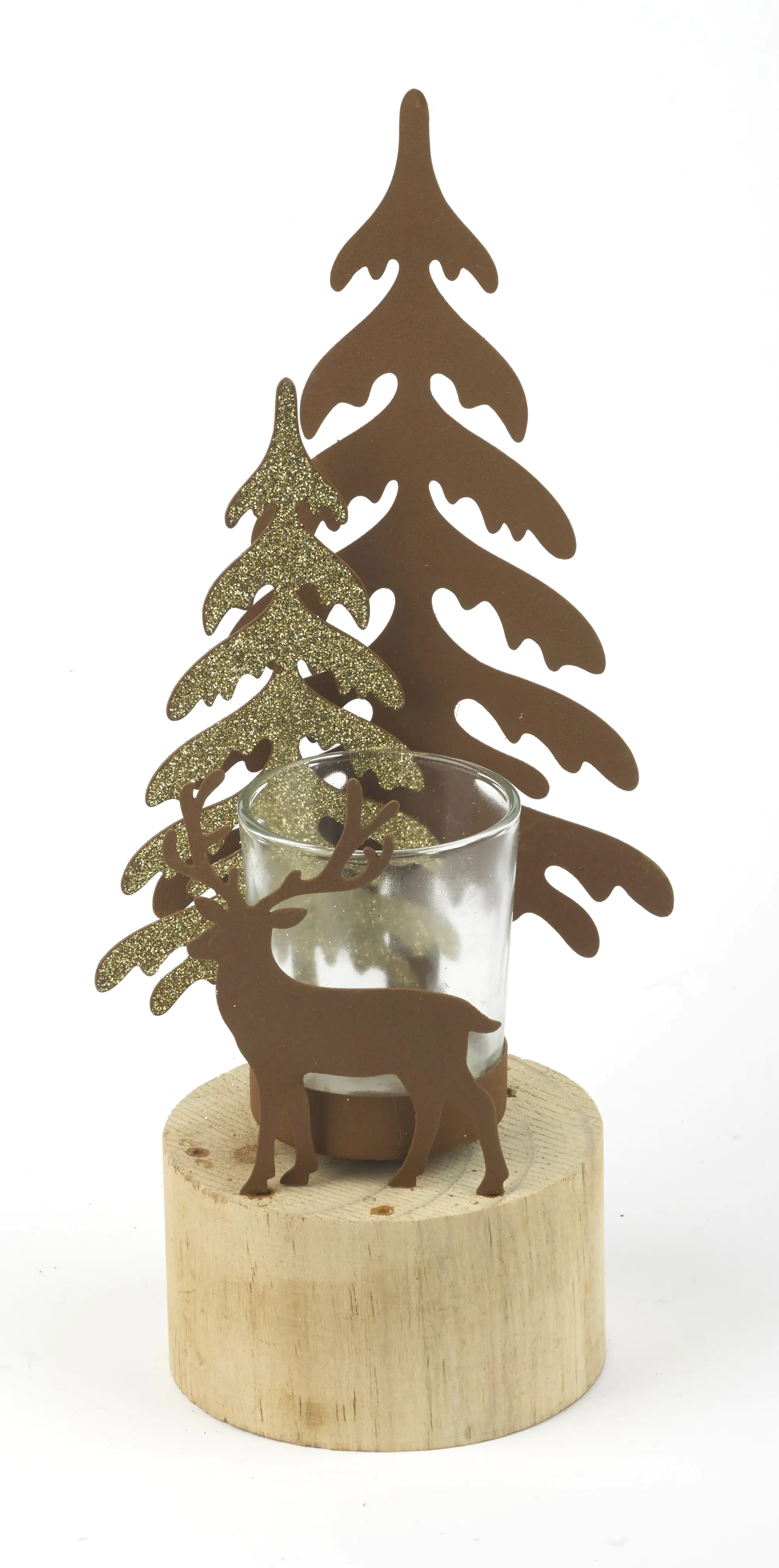 TrendLine Deko Silhouette Wald mit Kerzenhalter in Rostoptik 10,5 x 9 x 25 cm 