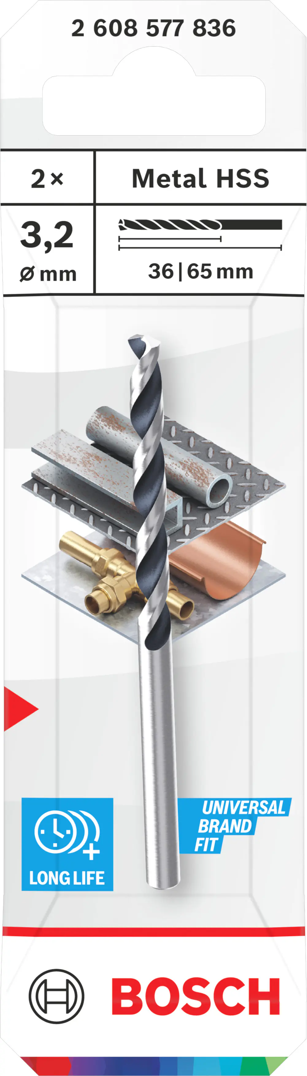 Bosch Metallbohrer HSS CYL Ø 3,2 mm 2-tlg.