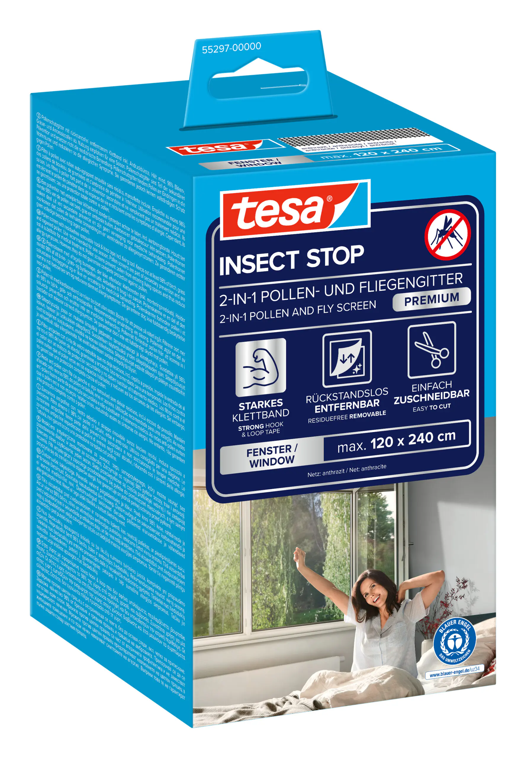 tesa Pollenschutzgitter 120 x 240 cm anthrazit