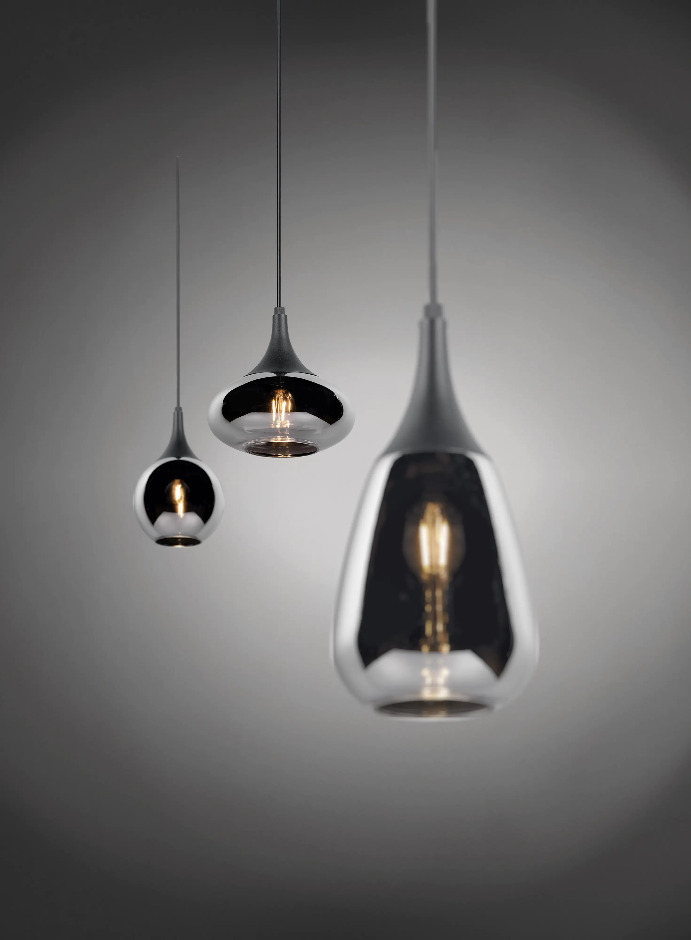 Trio Leuchten LED Pendelleuchte Lumina 3xE14, schwarz, Metall/Glas