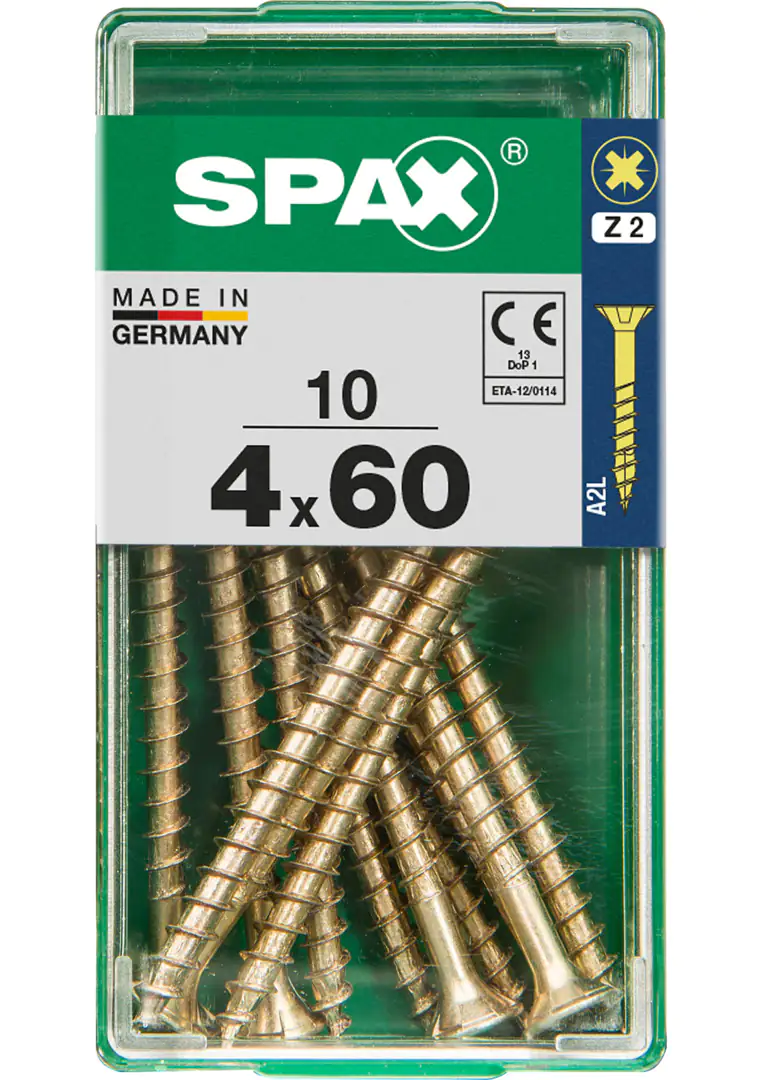 Spax Universalschrauben 4.0 x 60 mm PZ 2 - 10 Stk. Spax Universalschrauben 4.0 x 60 mm PZ 2 - 10 Stk.